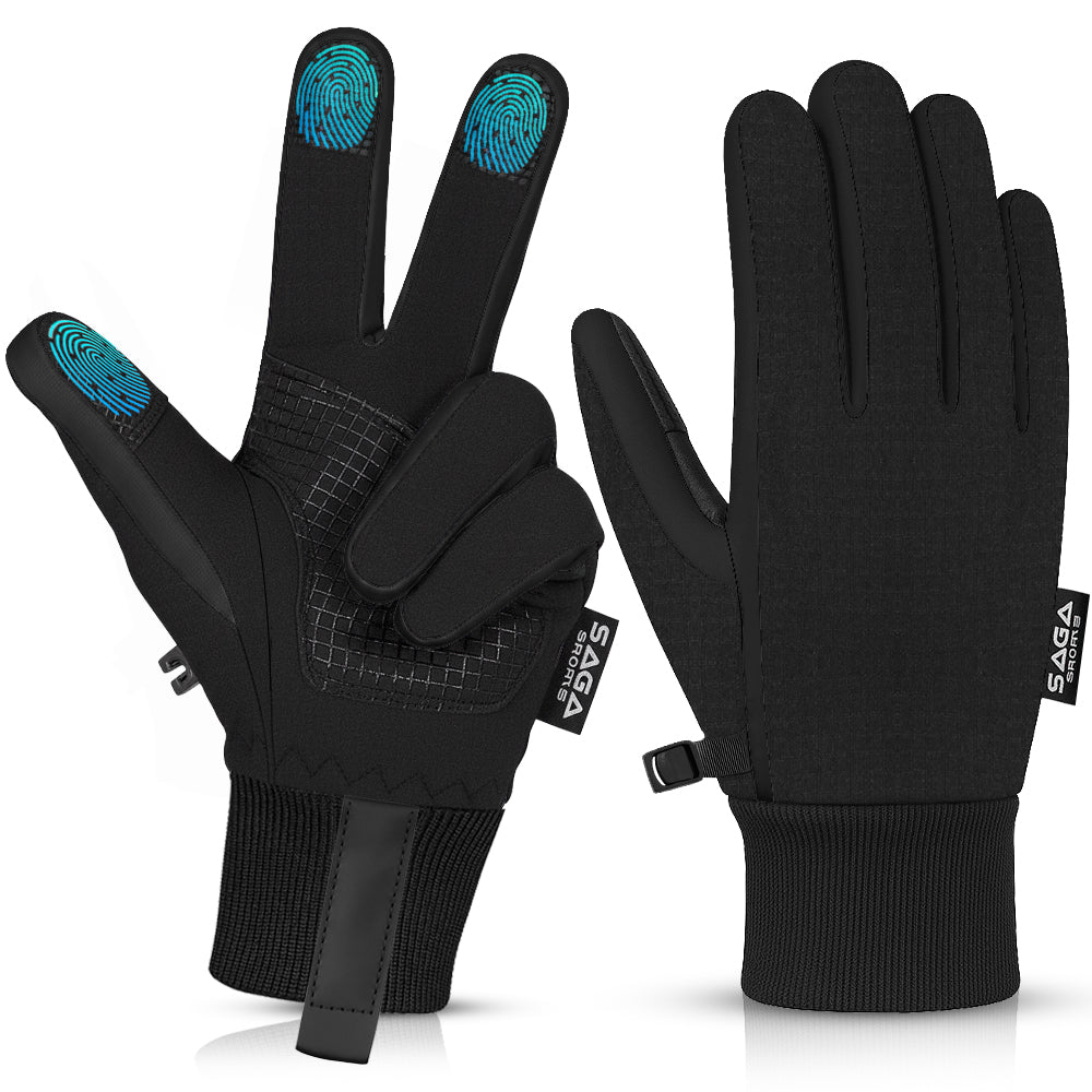Kids Gloves Winter Waterproof Windproof Black Gloves for Boys & Girls, Touchscreen Warm Quilt Lined Youth Glove