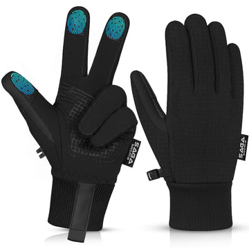 Kids Gloves Winter Waterproof Windproof Black Gloves for Boys & Girls, Touchscreen Warm Quilt Lined Youth Glove