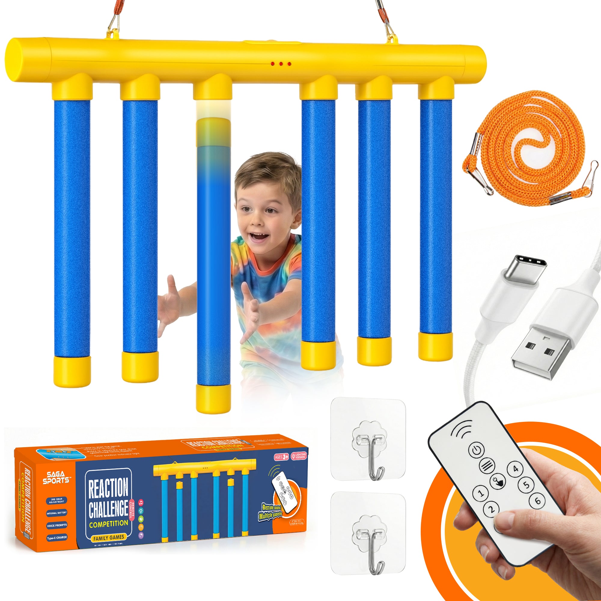 Rechargeable LED Reflex Drop Stick Game with Controller