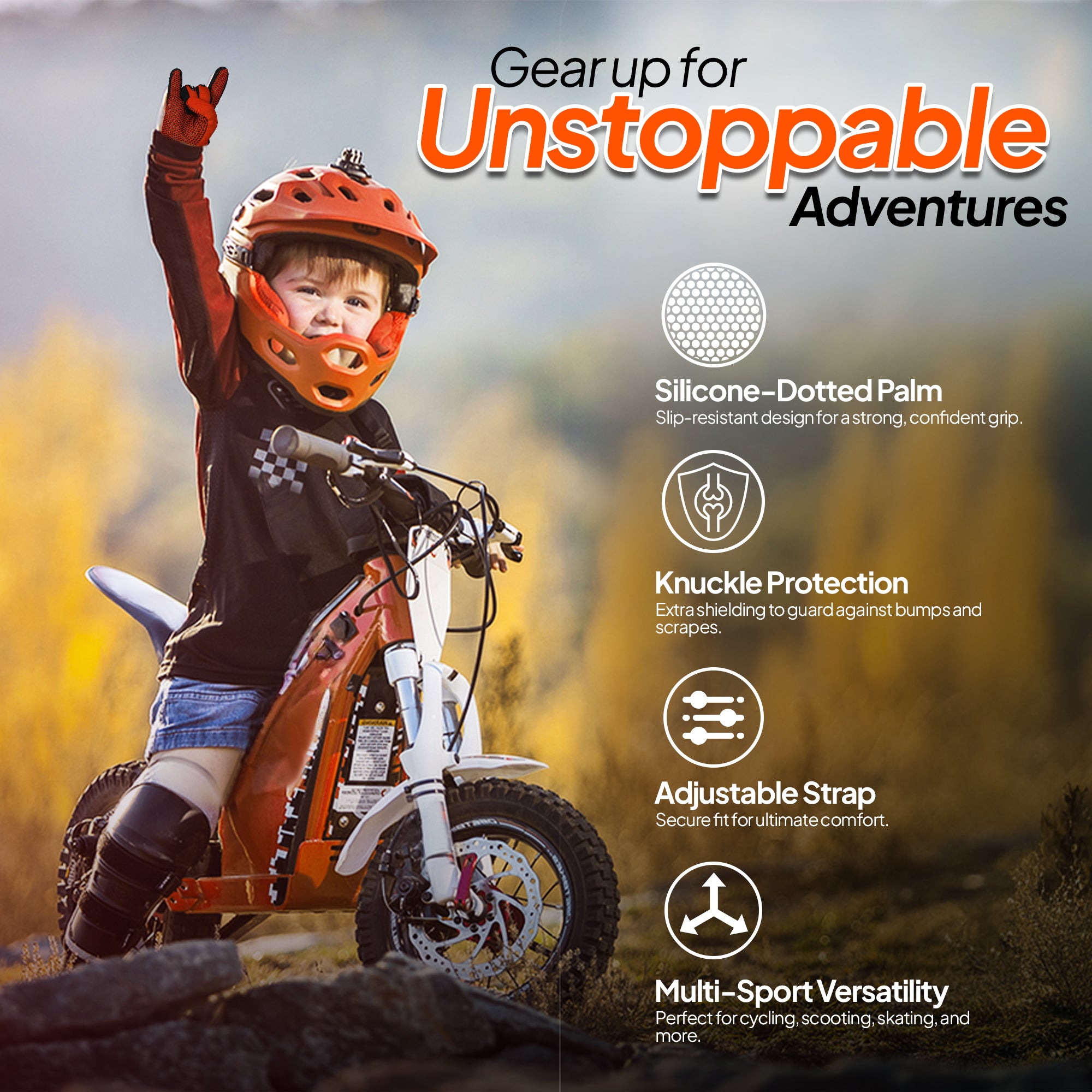 Kids Motorcycle Gloves Orange