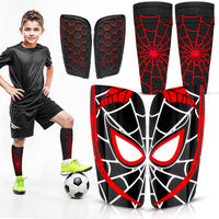 Black Spider Shin Guards for Soccer