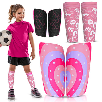 Pink Shin Guards for Soccer with Ankle Strap