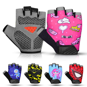 Kids Cycling Gloves Half Finger Pink