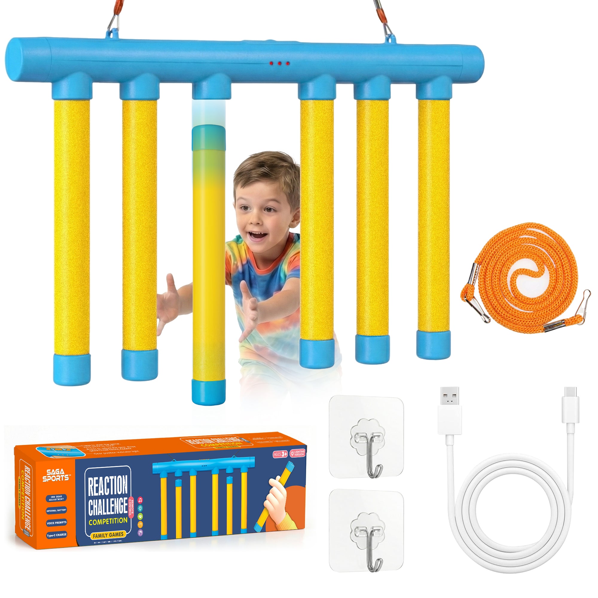 Reflex Drop Stick Game – Blue & Yellow