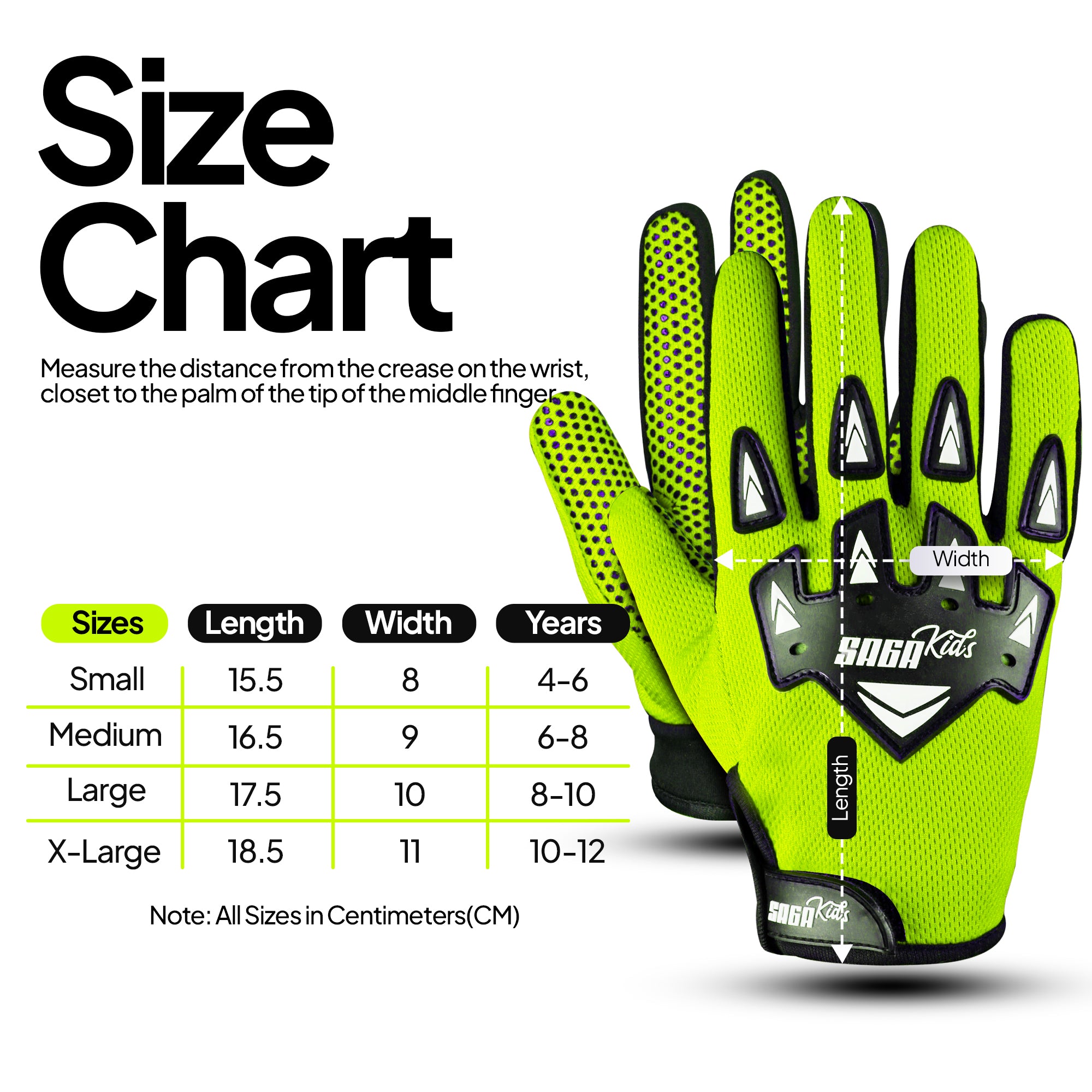 Kids Motorcycle Gloves Neon