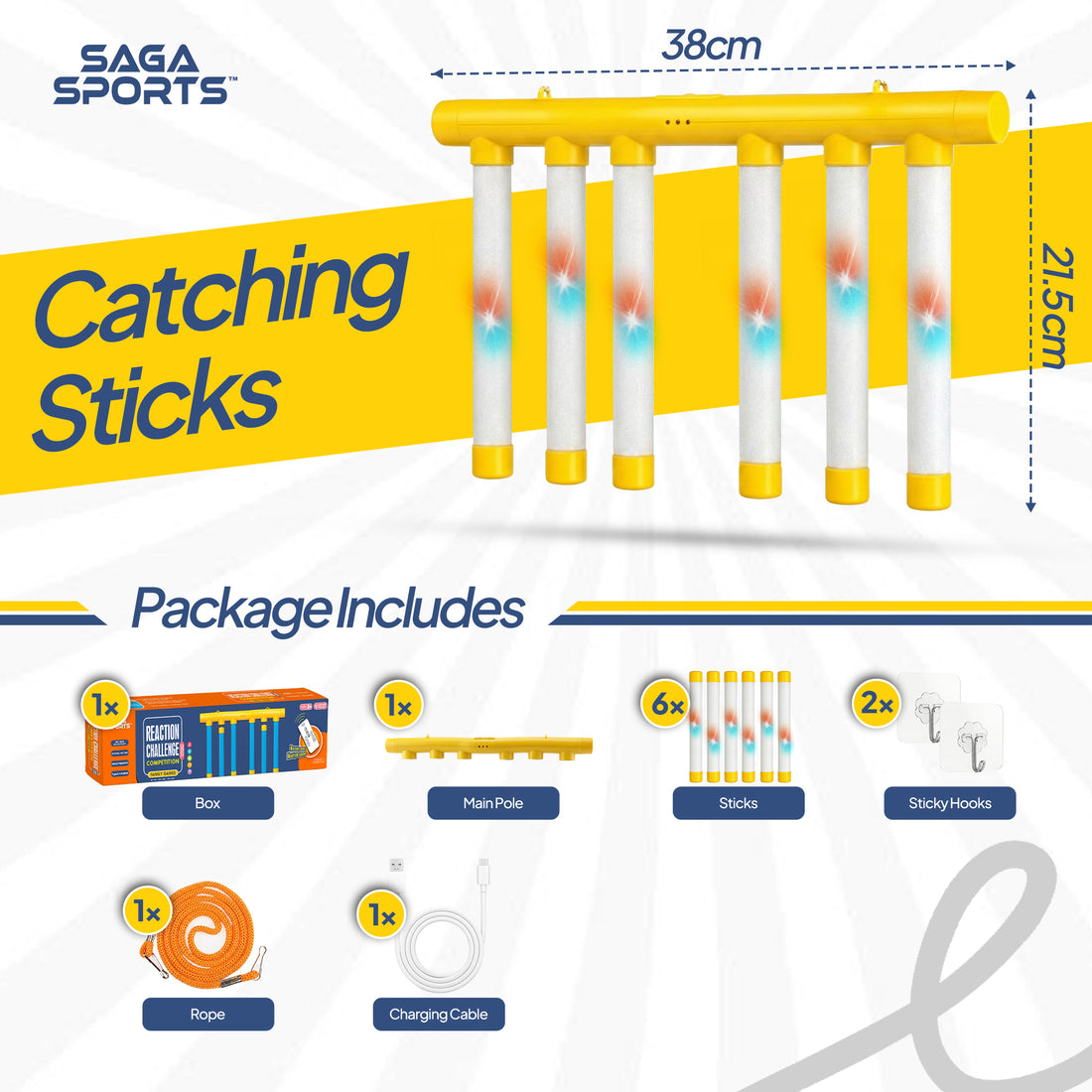 Rechargeable LED Reflex Drop Stick Game