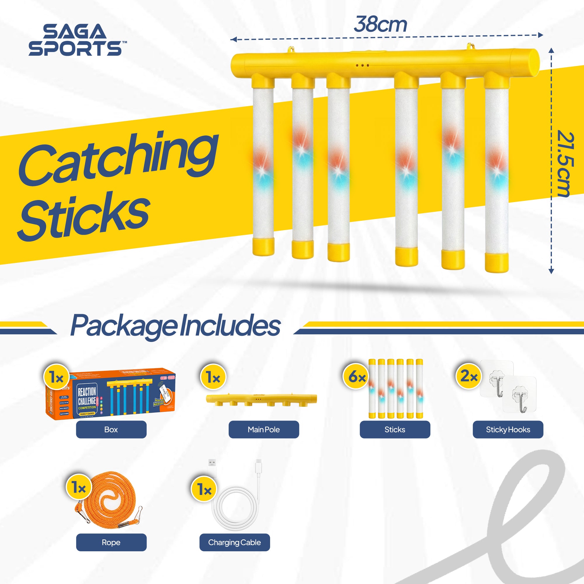 Rechargeable LED Reflex Drop Stick Game