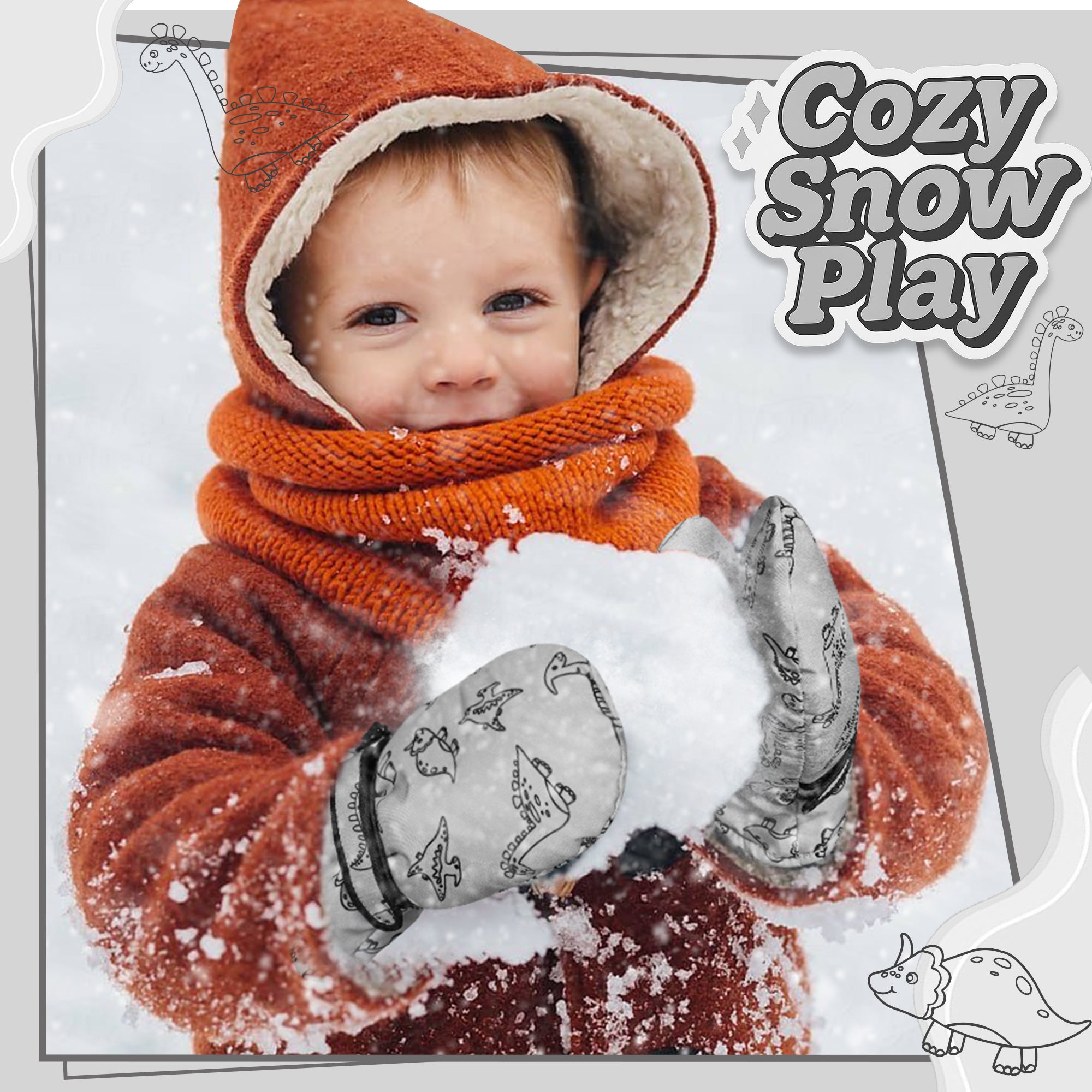 Kids Winter Mittens Gloves – Blue & Grey