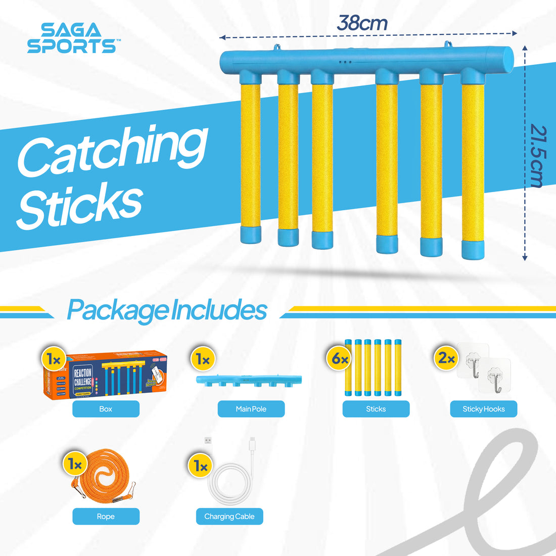 Reflex Drop Stick Game – Blue & Yellow