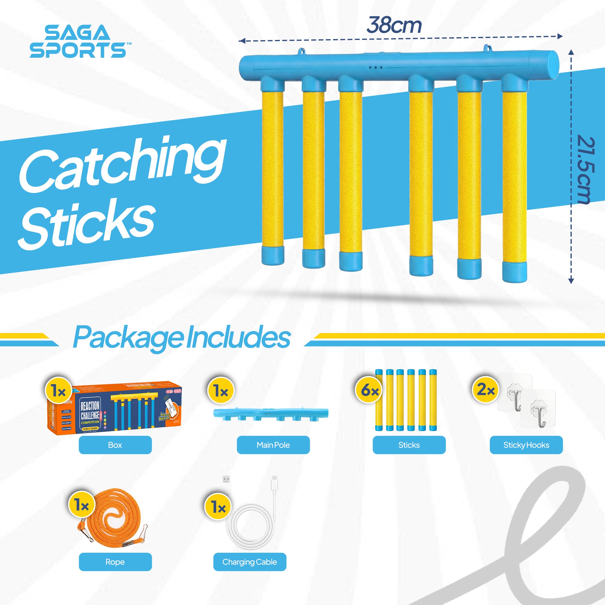Reflex Drop Stick Game – Blue & Yellow