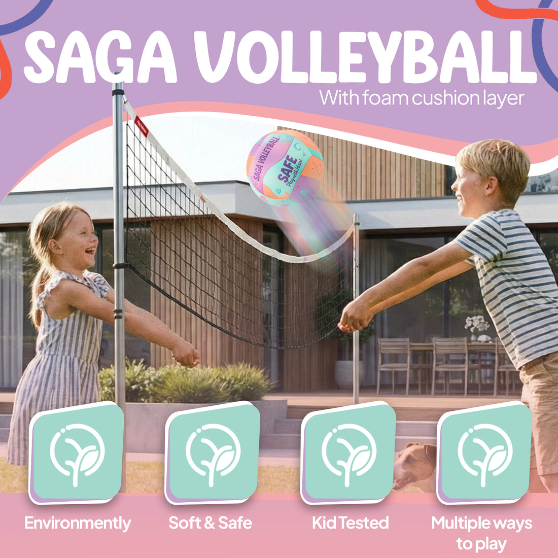 Kids Soft Volleyball for Indoor & Outdoor Play