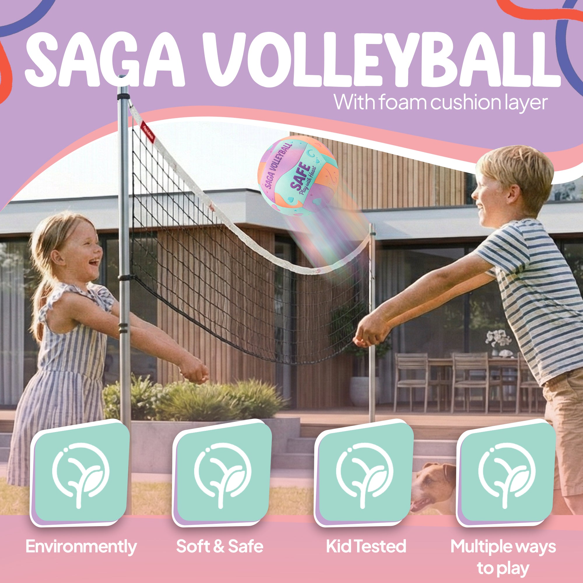 Kids Soft Volleyball for Indoor & Outdoor Play