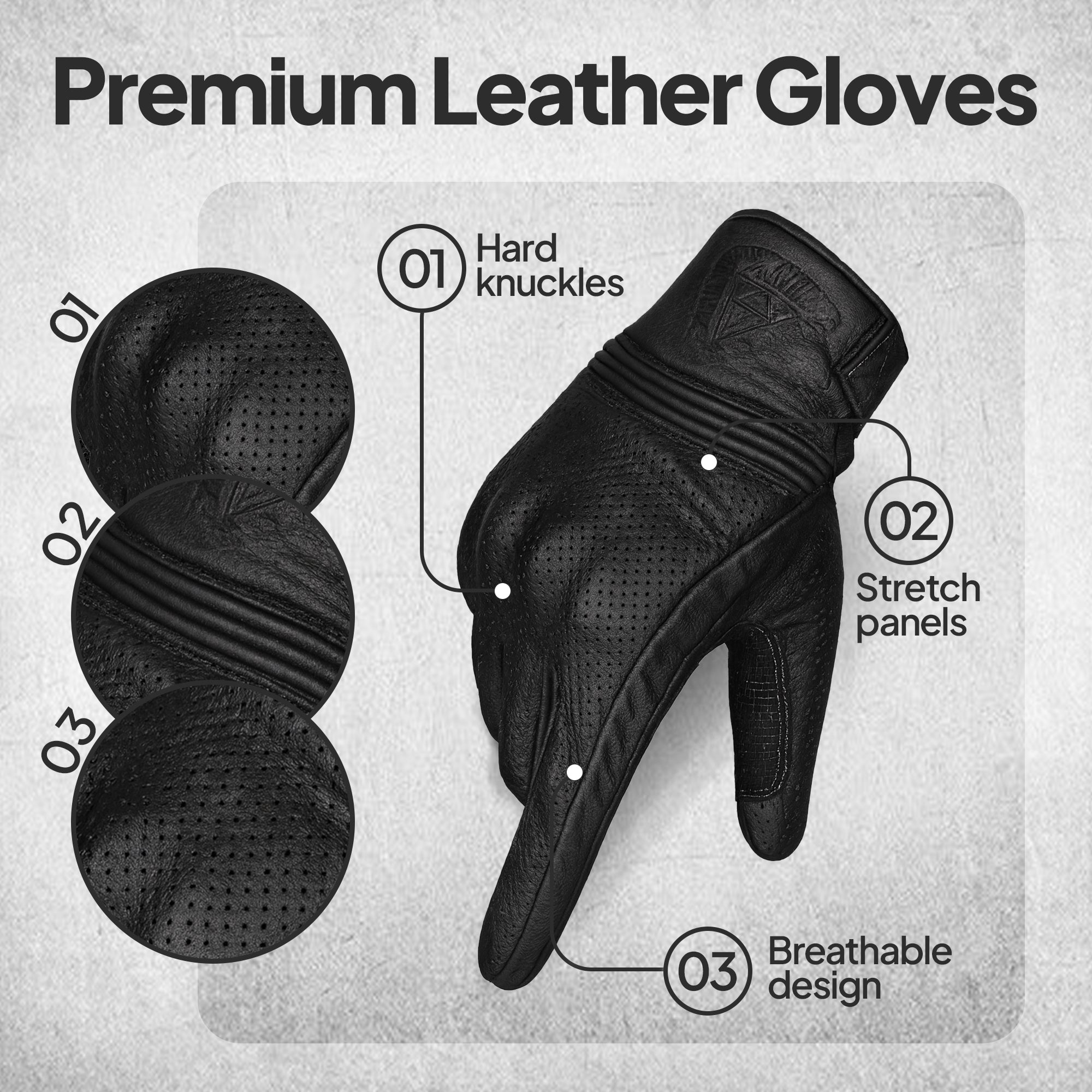 Adult Motorcycle Gloves Black