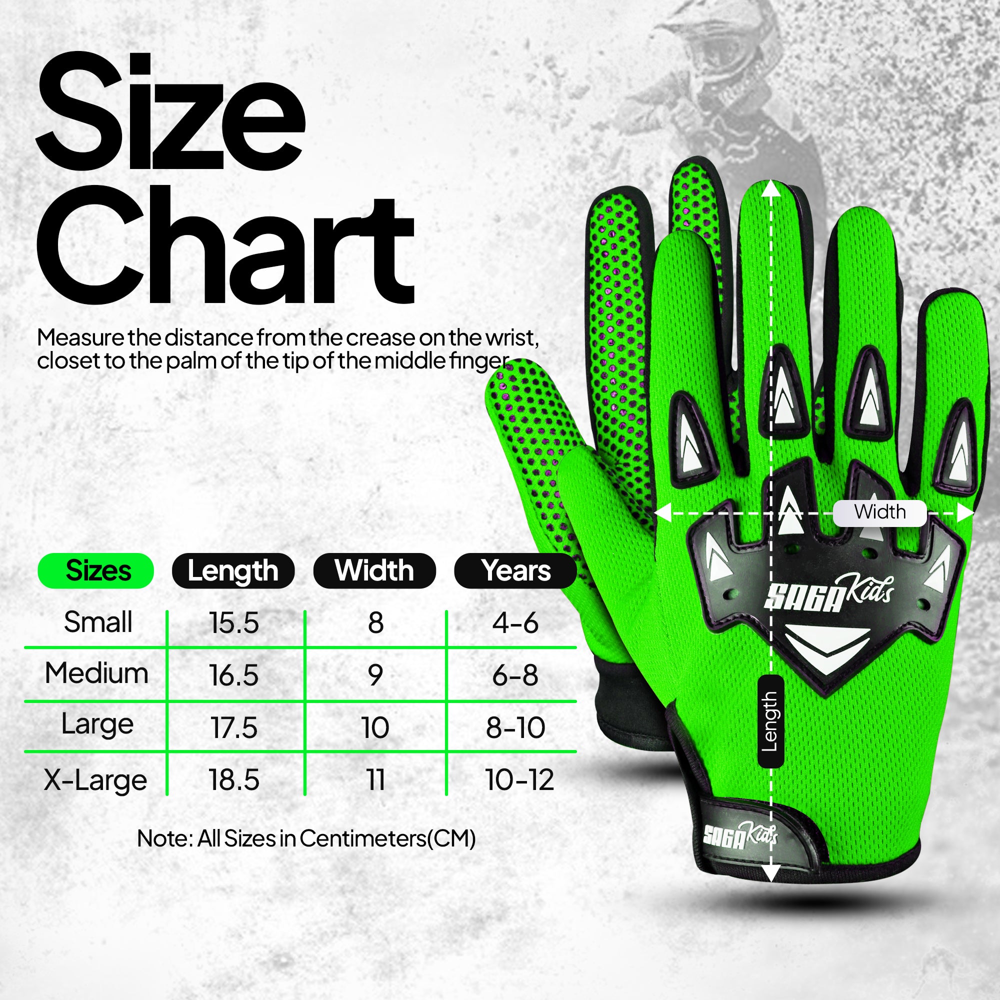 Kids Motorcycle Gloves Green