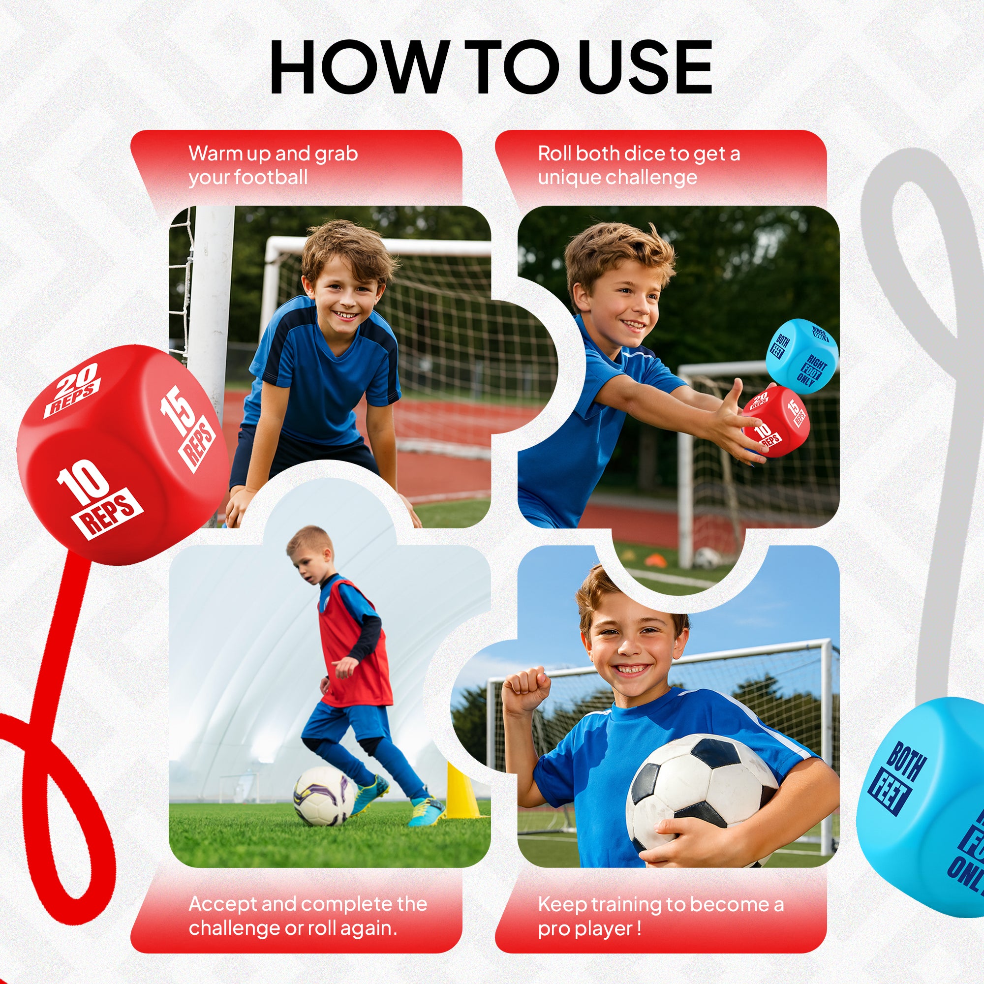 Training Dice - Soccer Practice Equipment for Kids
