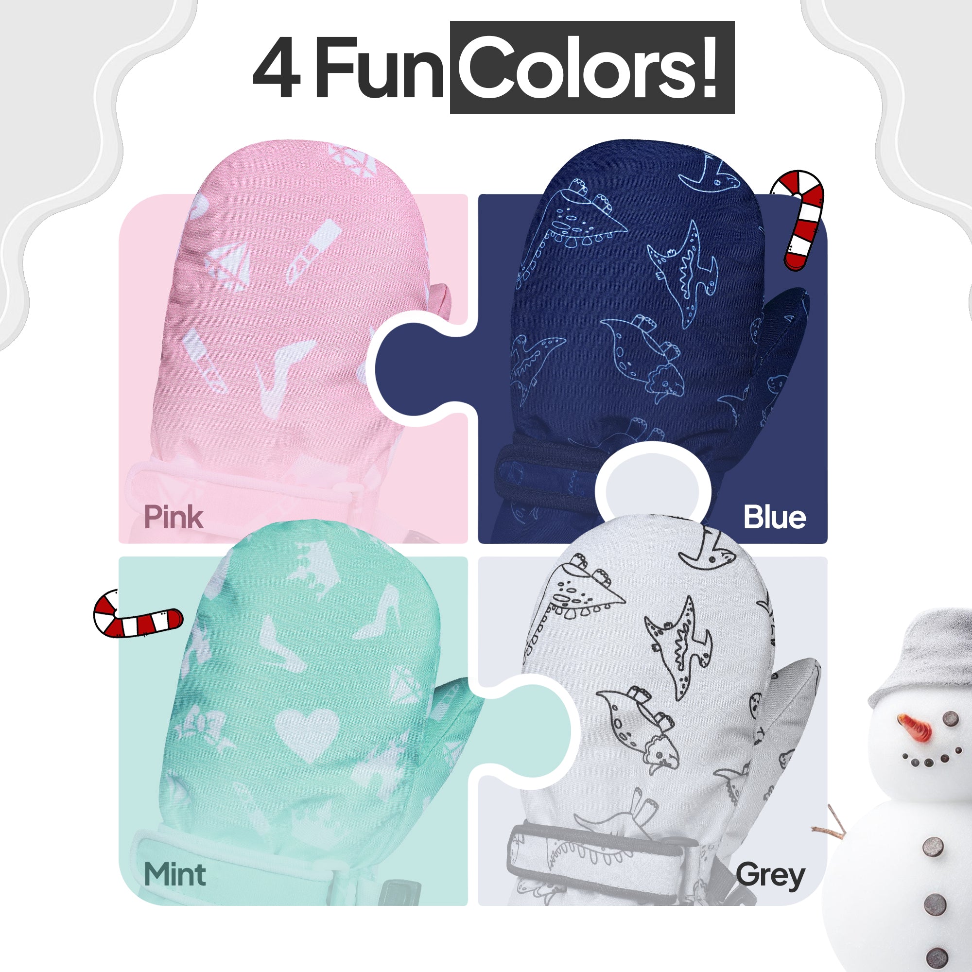 Kids Winter Mittens Gloves – Pink & Sea Green