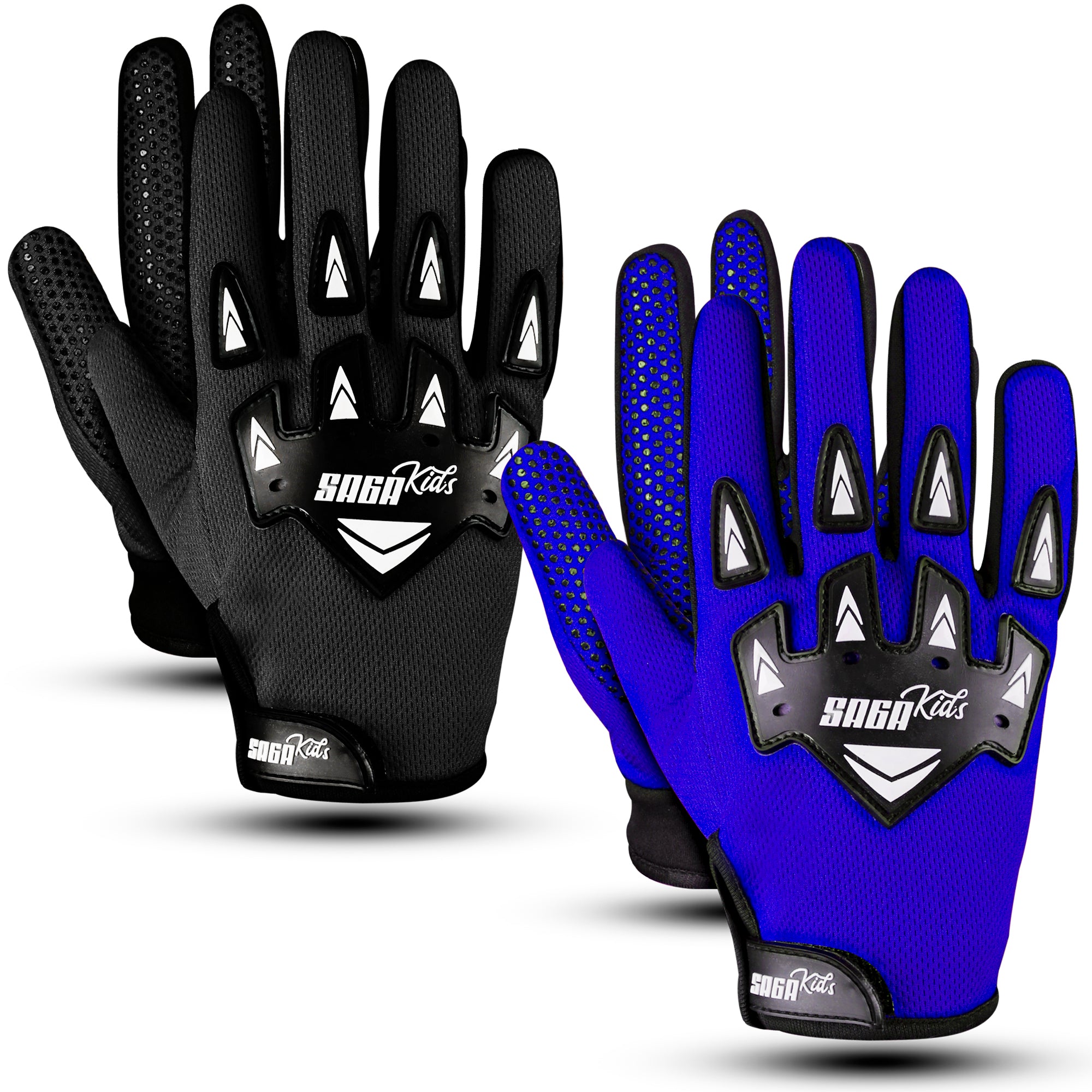 Kids Protective Riding Gloves Bundle – Black & Blue 2 Pair Pack