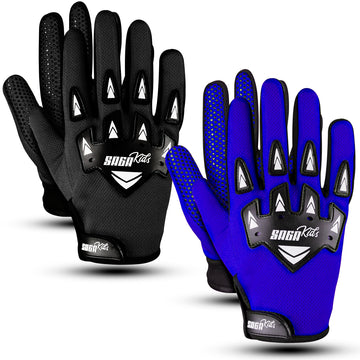Kids Protective Riding Gloves Bundle – Black & Blue 2 Pair Pack