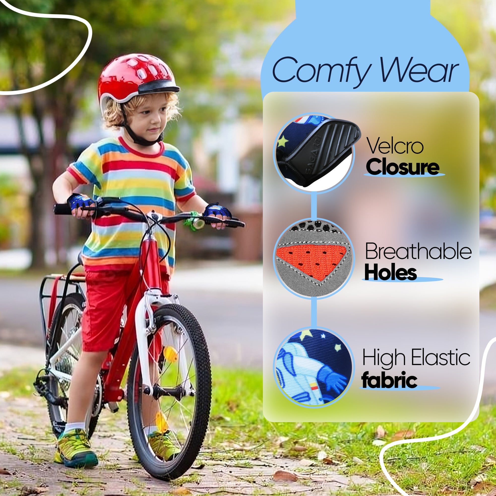 Kids Cycling Gloves Half Finger Space