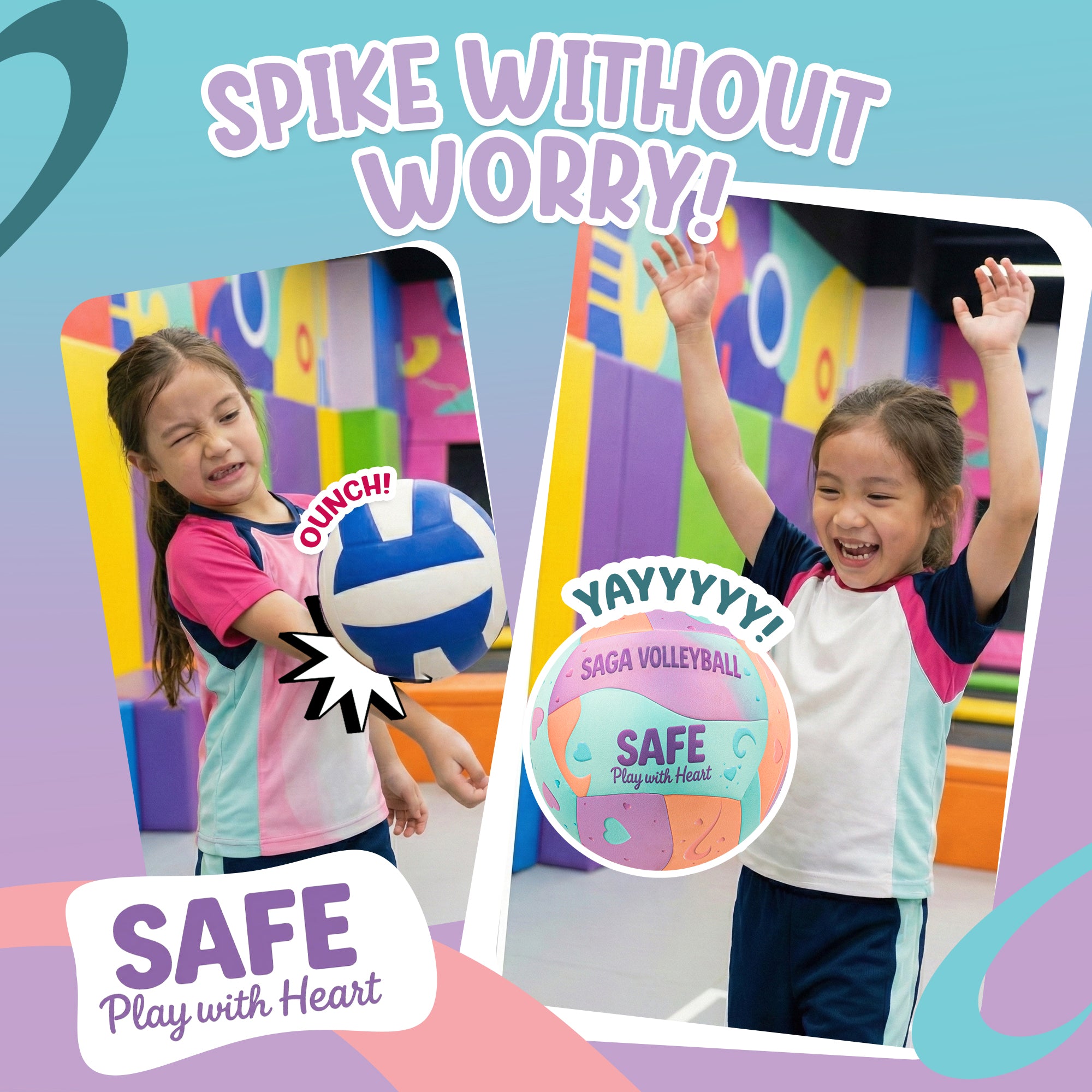 Kids Soft Volleyball for Indoor & Outdoor Play