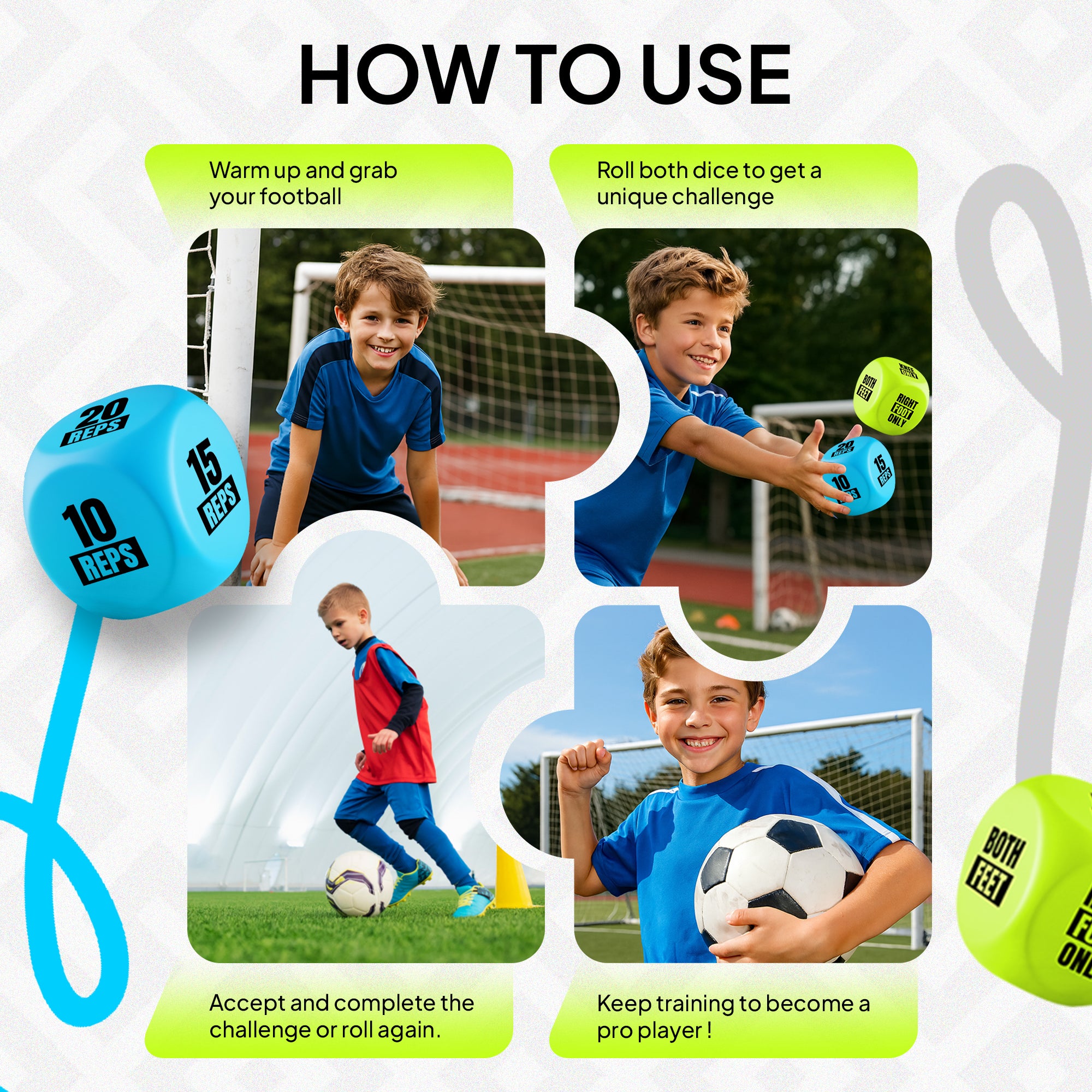 Training Dice - Soccer Practice Equipment for Kids