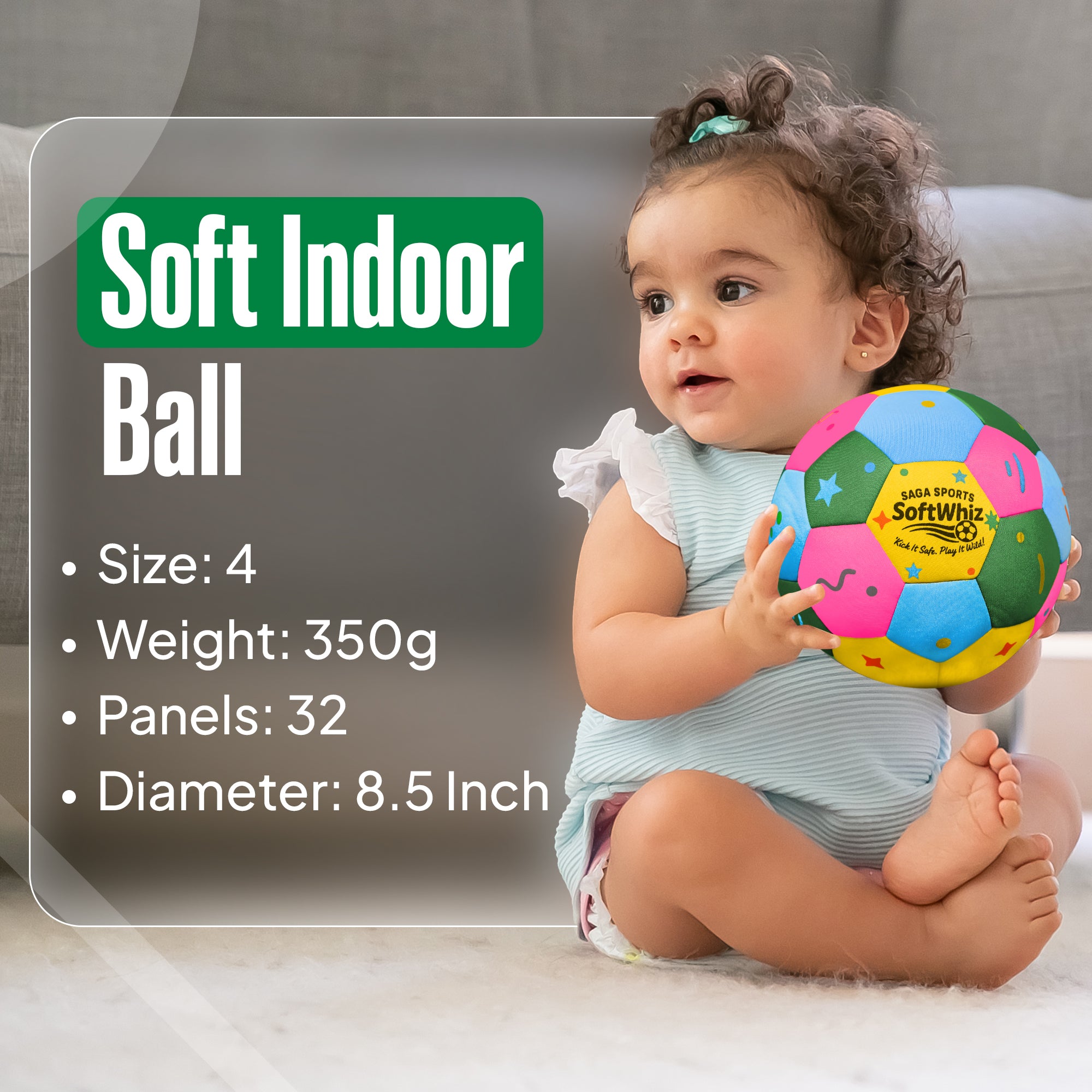 Soft Indoor Soccer Ball for Kids - Multicolor