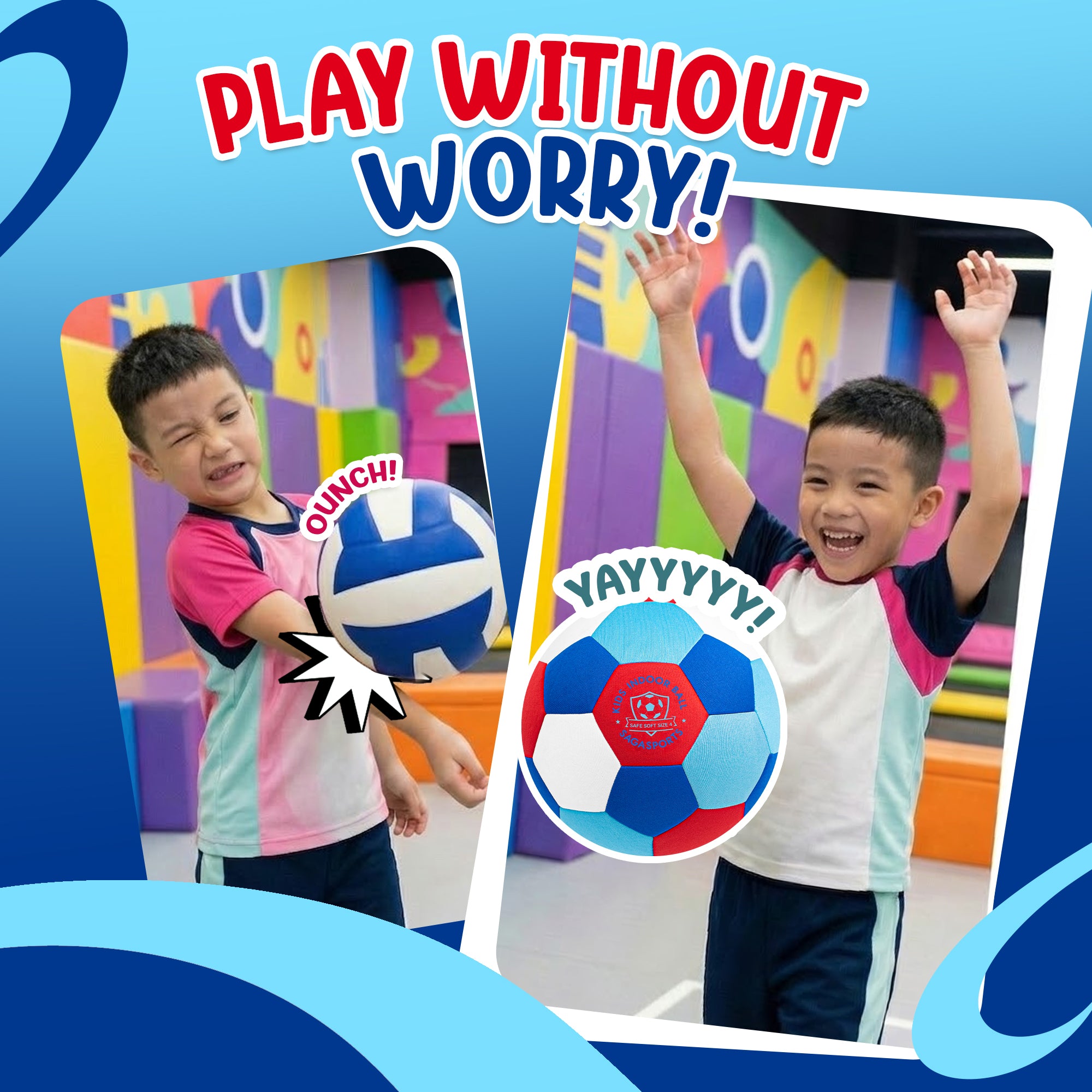 Soft Indoor Soccer Ball for Kids - Blue & Red