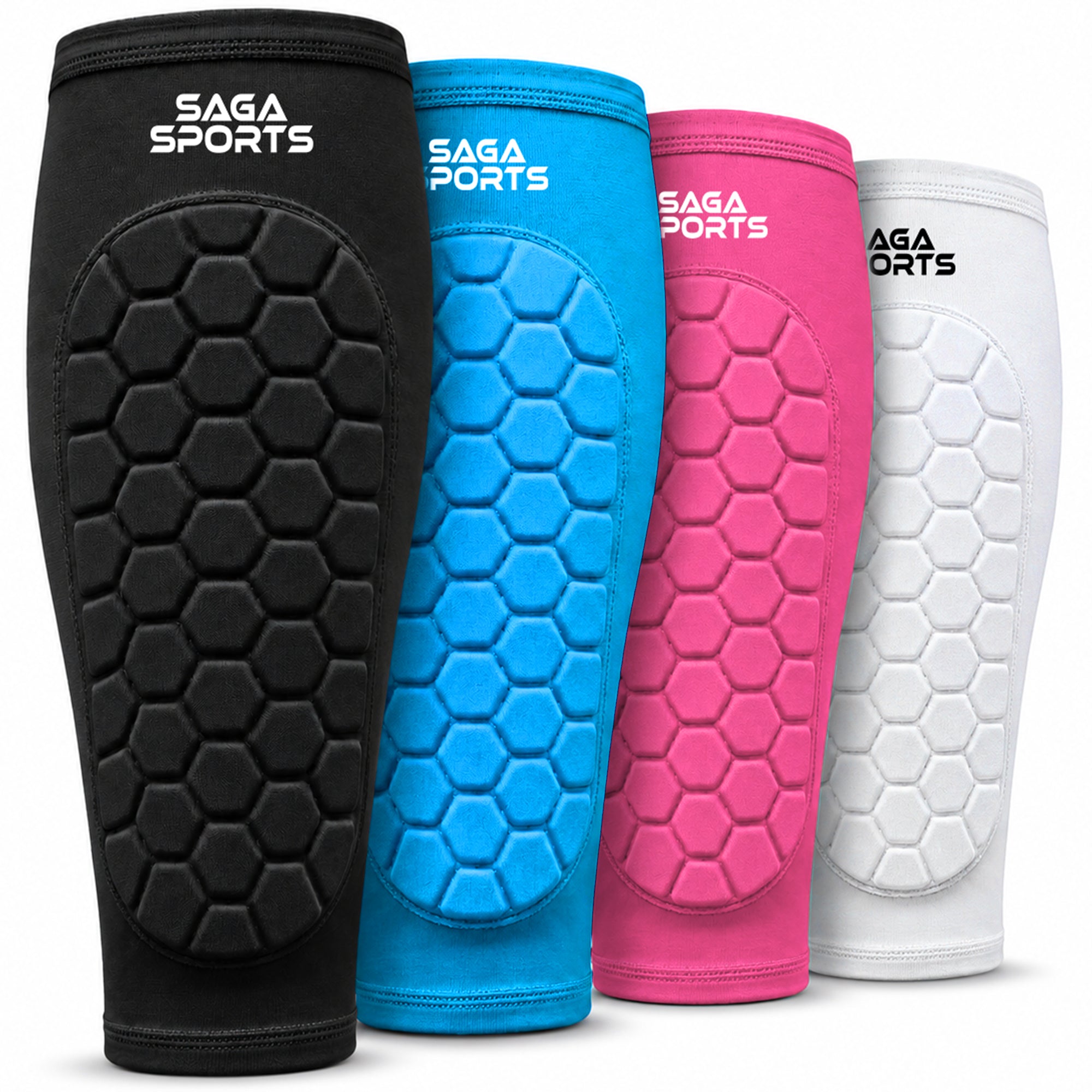 Kids Shin Guard Sleeves, Honeycomb Padded Compression Slip-On Shin