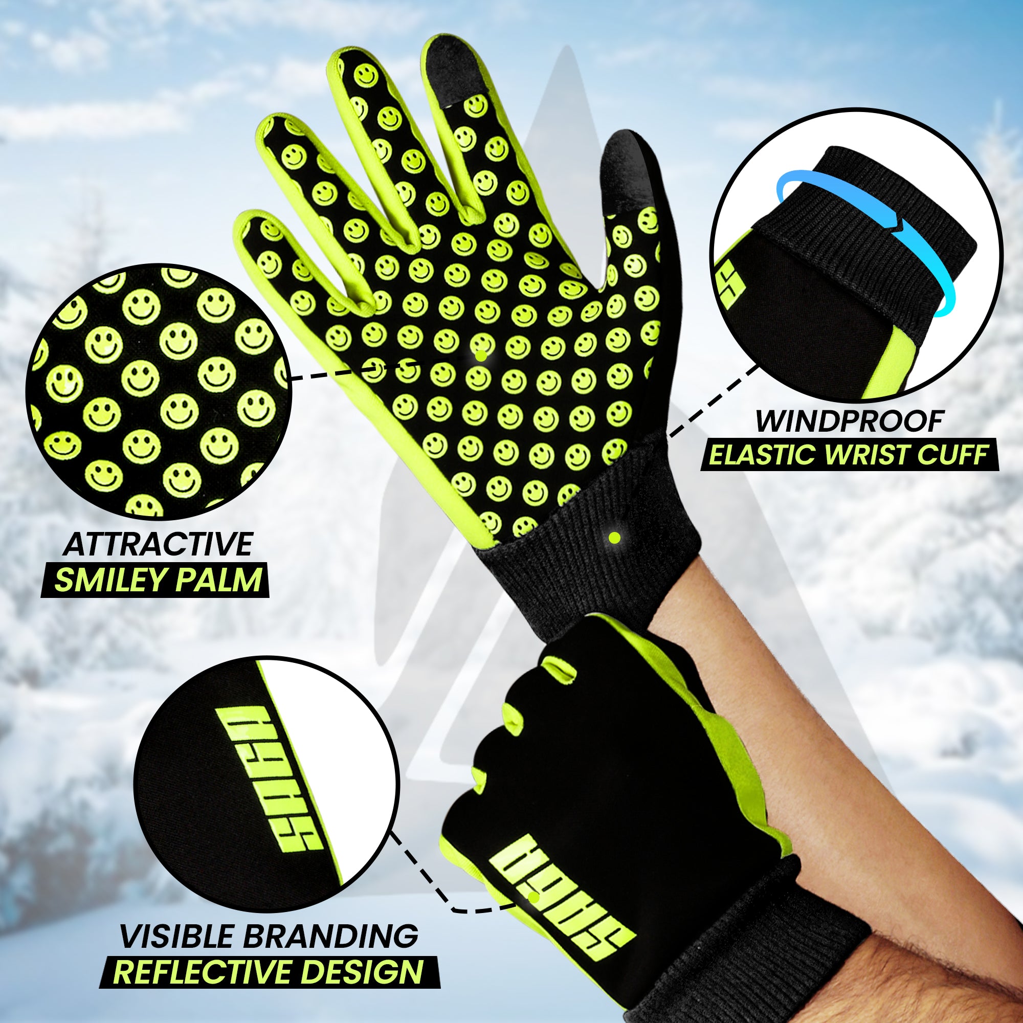 Kids Winter Gloves Green