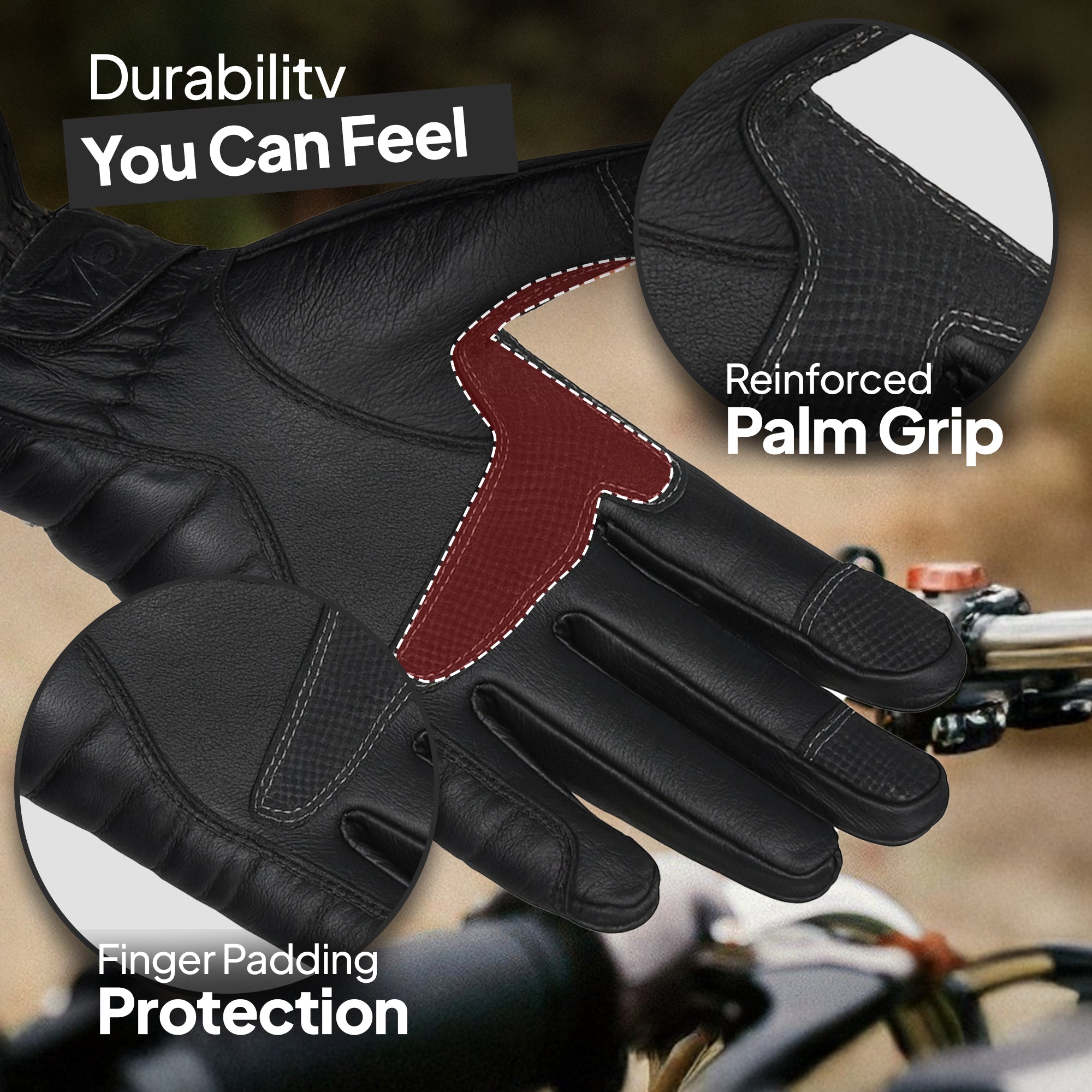 Adult Motorcycle Gloves Black