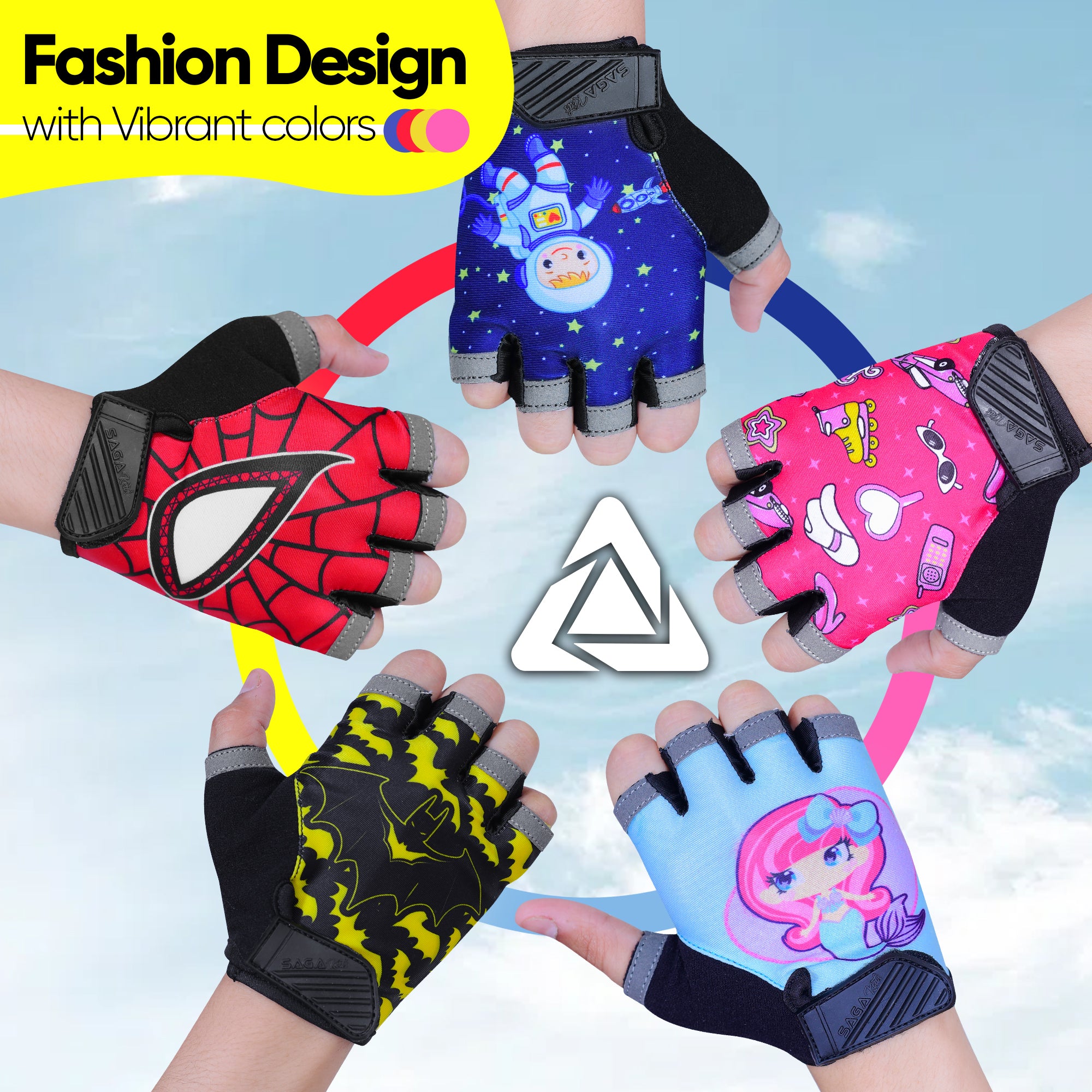 Kids Cycling Gloves Half Finger Batman