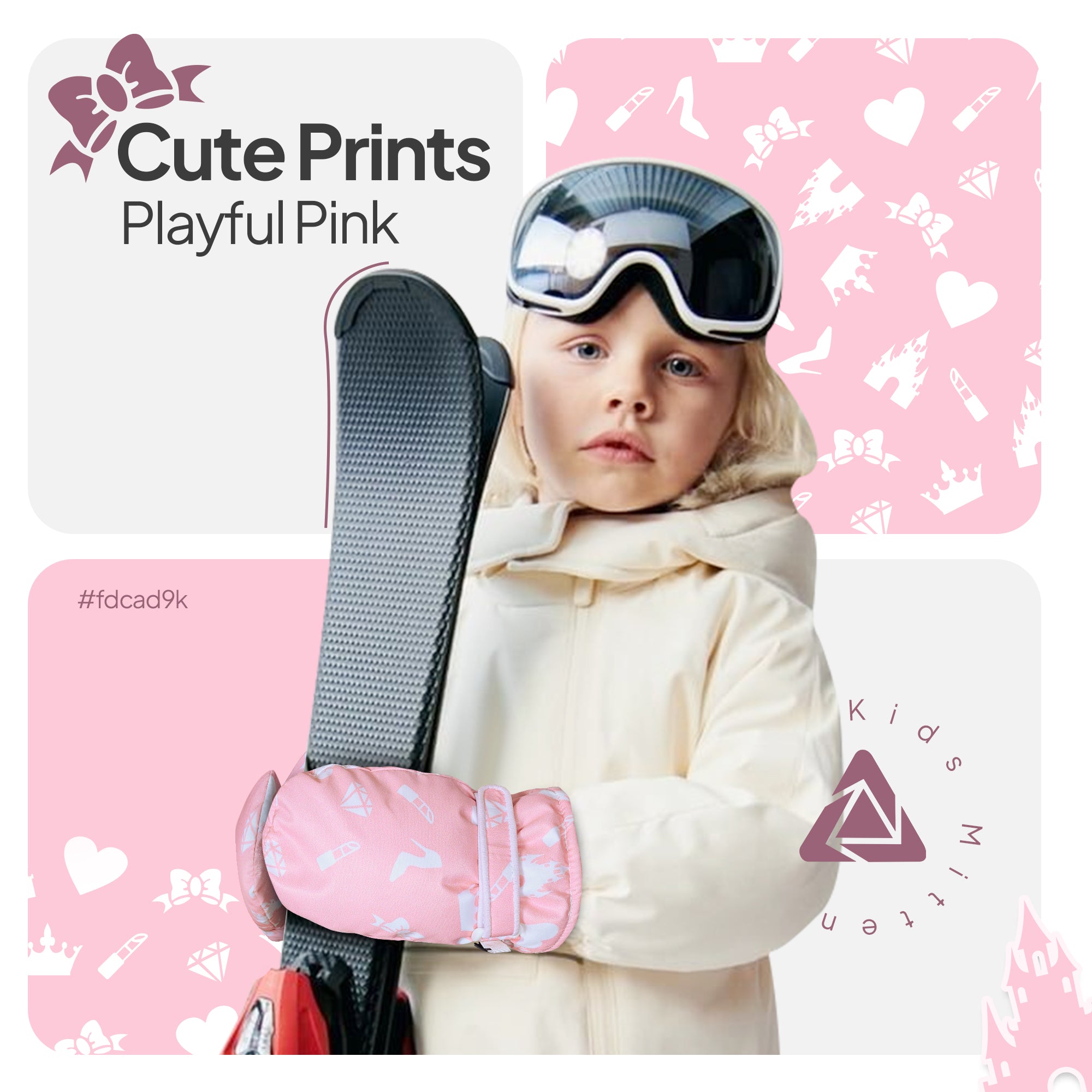 Kids Winter Mittens Gloves – Pink & Sea Green
