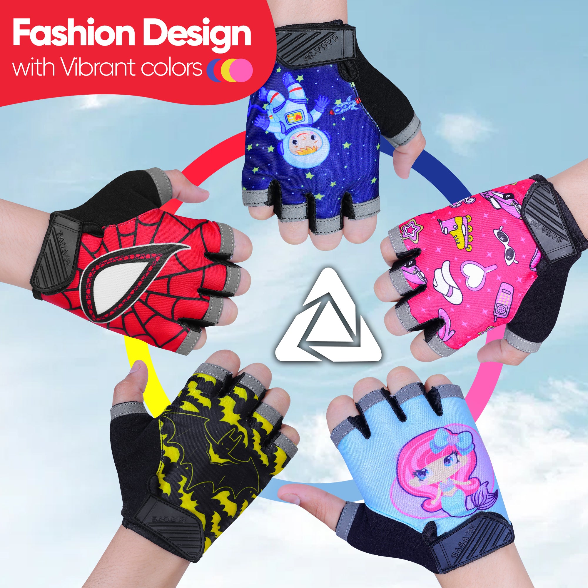 Kids Cycling Gloves Half Finger - Character Edition