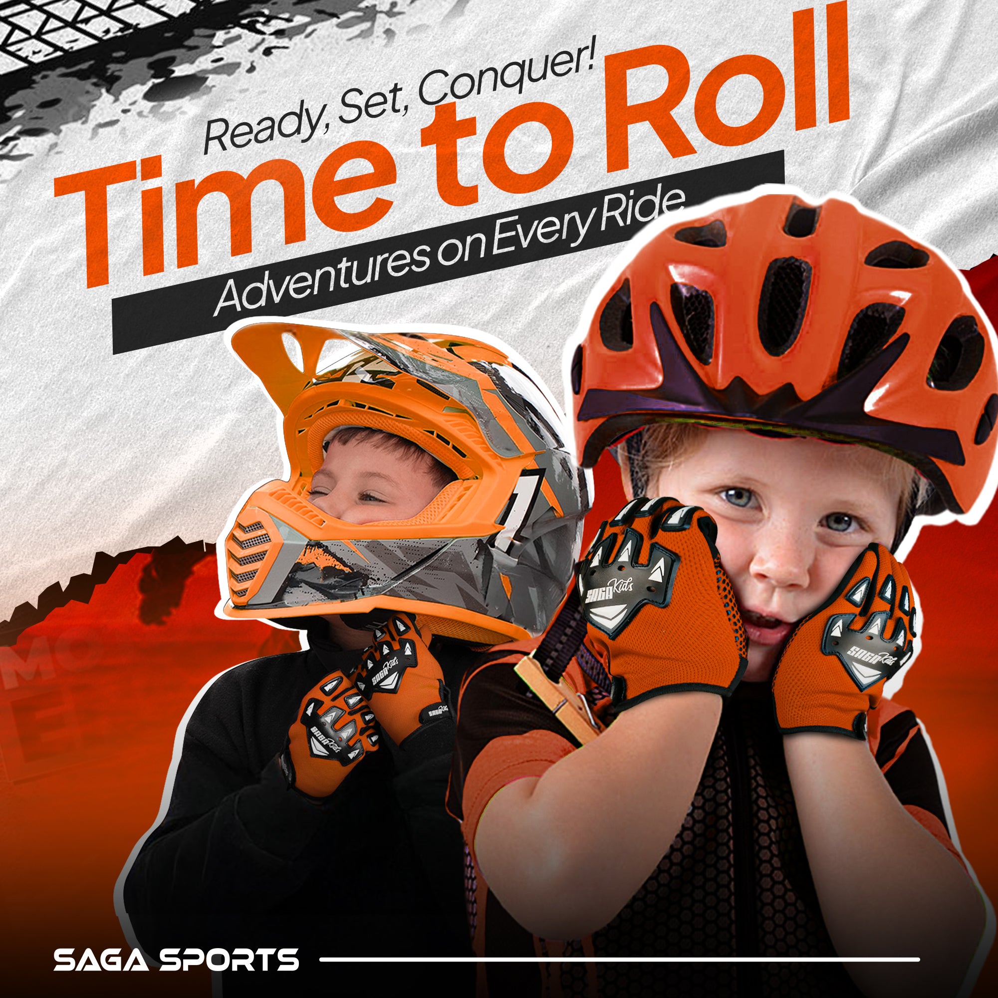 Kids Motorcycle Gloves Orange