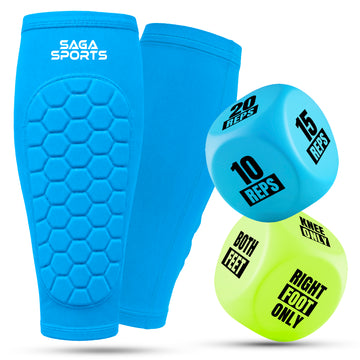 Kids Soccer Training Bundle – Honeycomb Shin Guard Sleeves + Training Dice