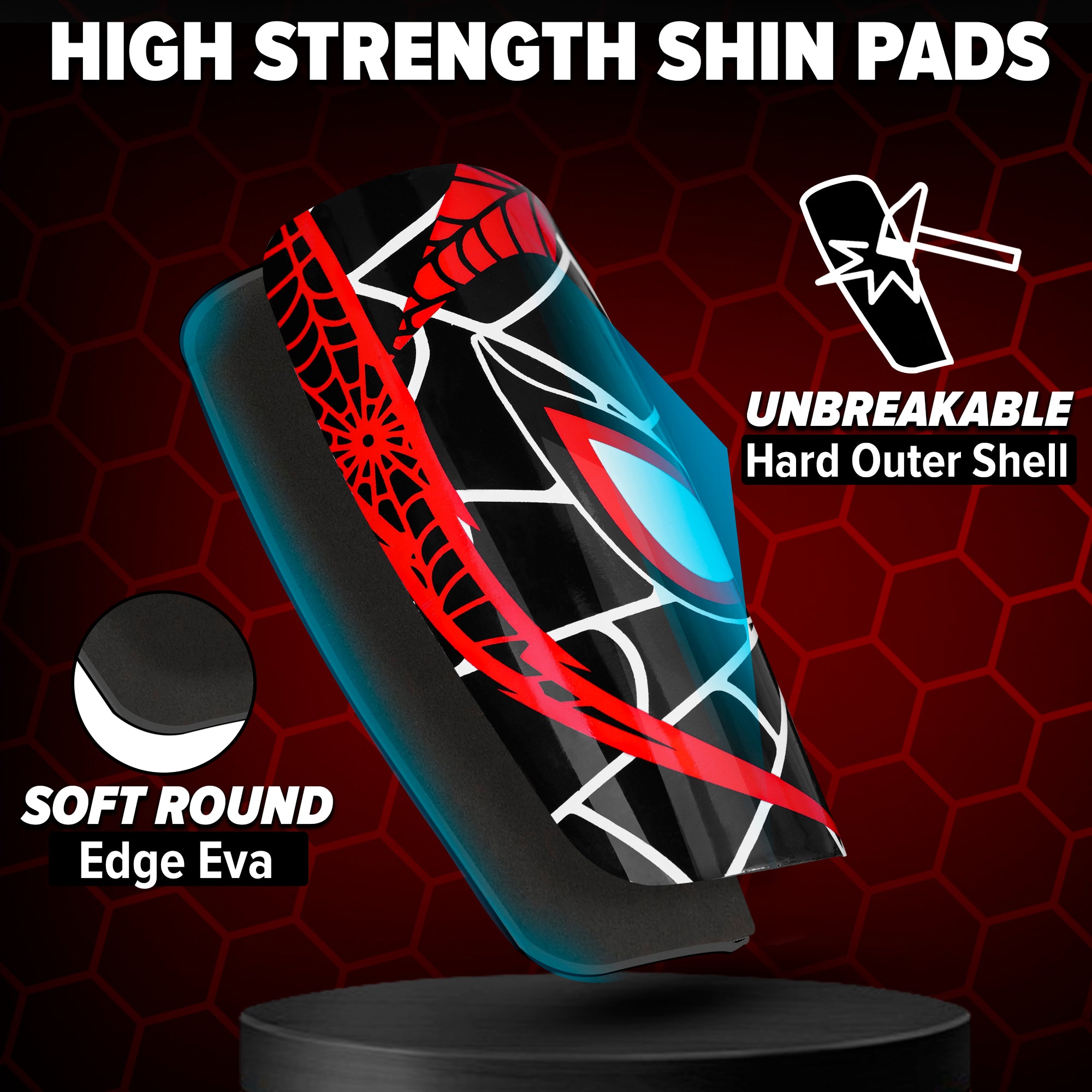 Black Spider Shin Guards for Soccer