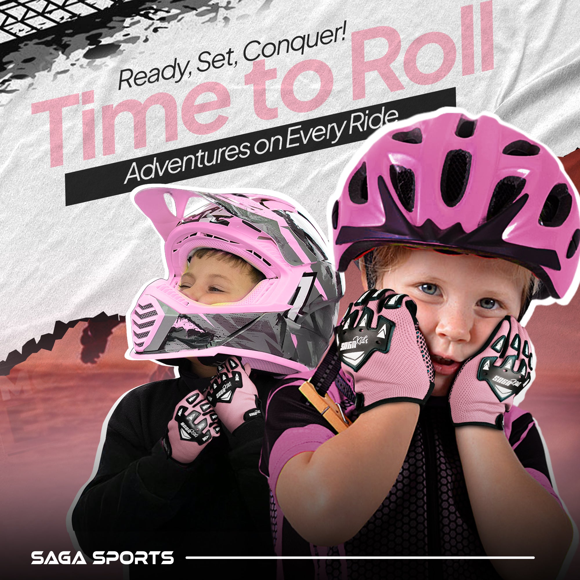 Kids Motorcycle Gloves Pink