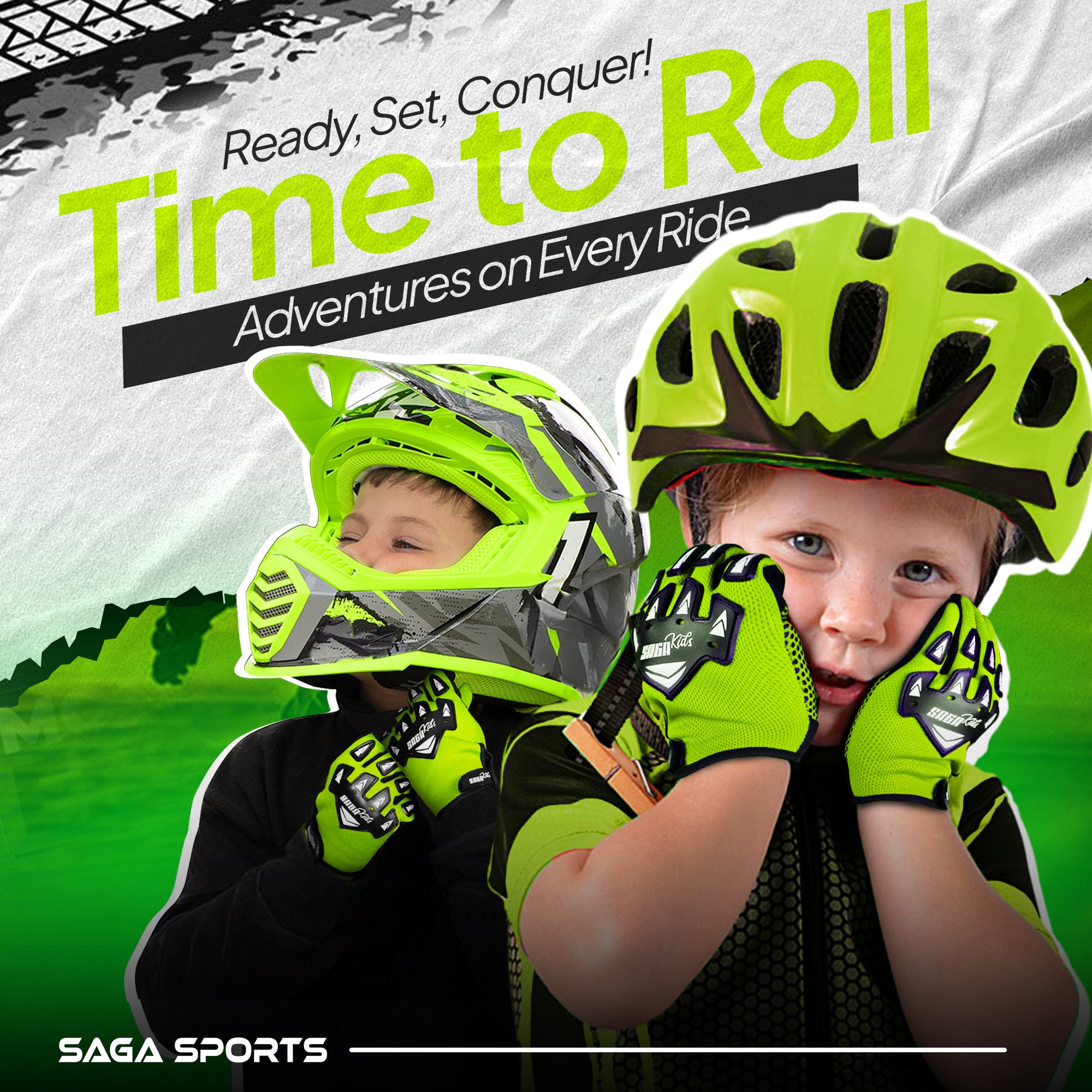 Kids Motorcycle Gloves Neon