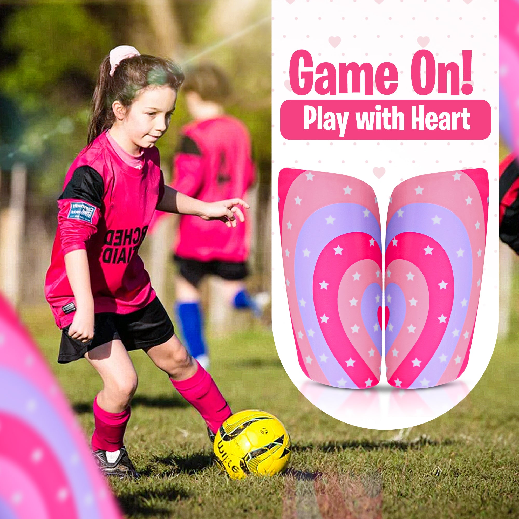 Pink Shin Guards for Soccer with Ankle Strap