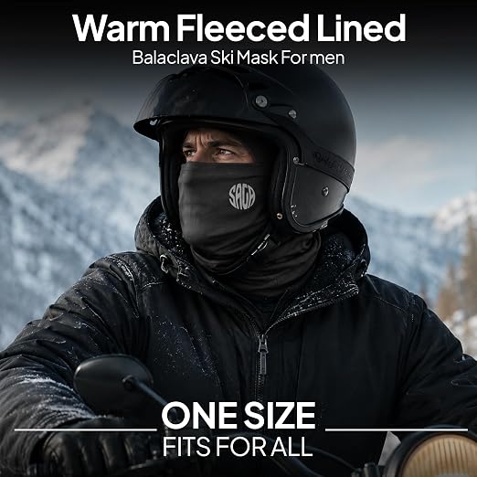 Men’s Fleece-Lined Balaclava Ski Mask – Windproof Full-Face Winter Hood & Neck Gaiter for Motorcycling, Skiing, Cycling, Work and Outdoor Sports