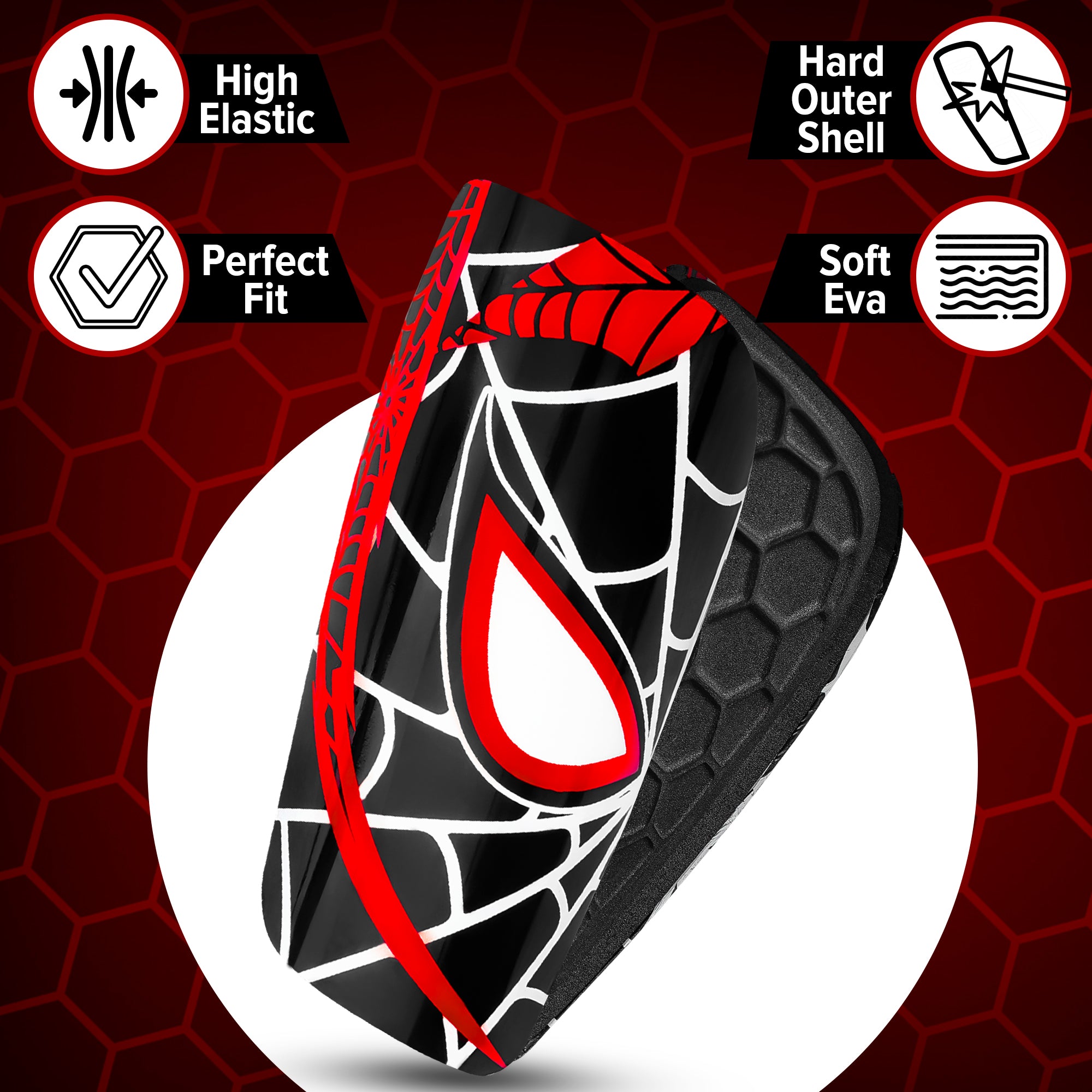 Black Spider Shin Guards for Soccer