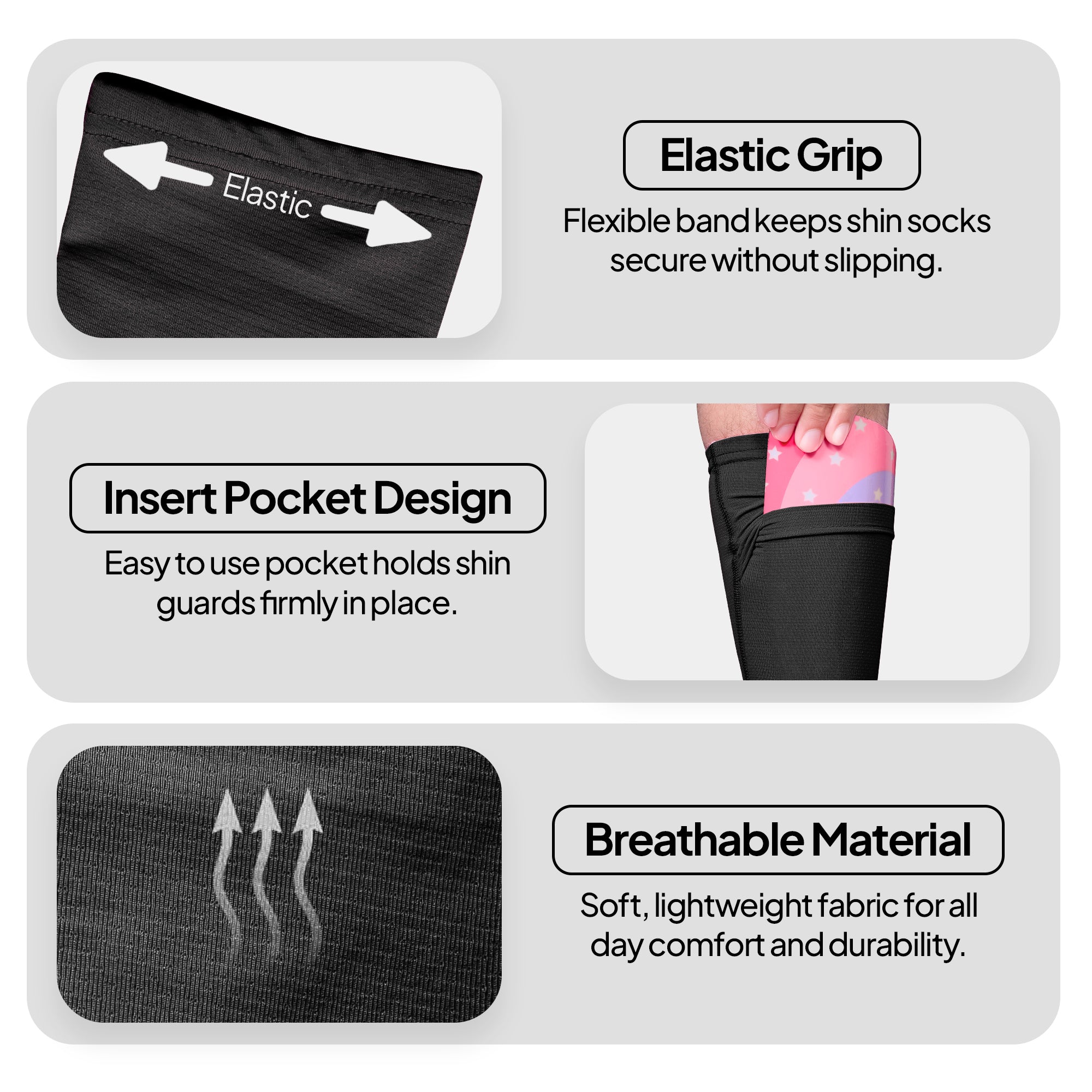 Protective Shin Guard Socks – Black