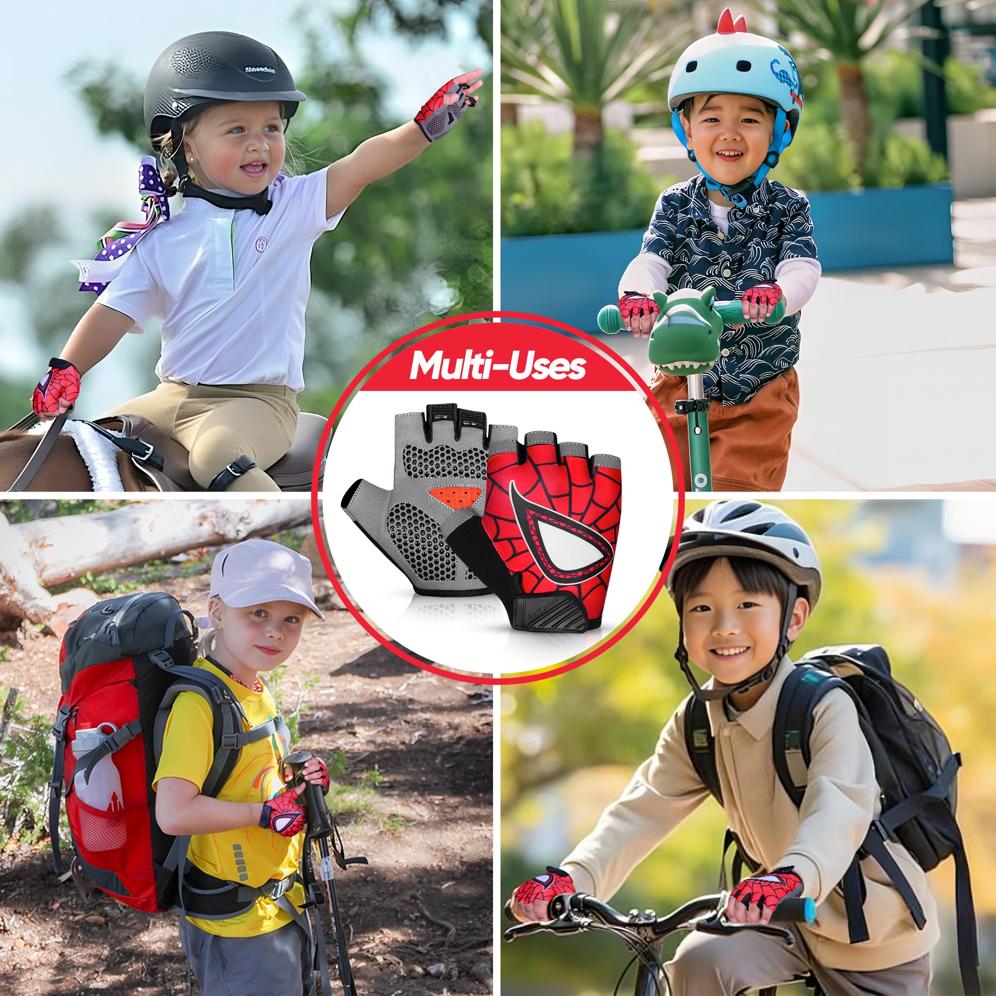 Kids Cycling Gloves Half Finger - Character Edition