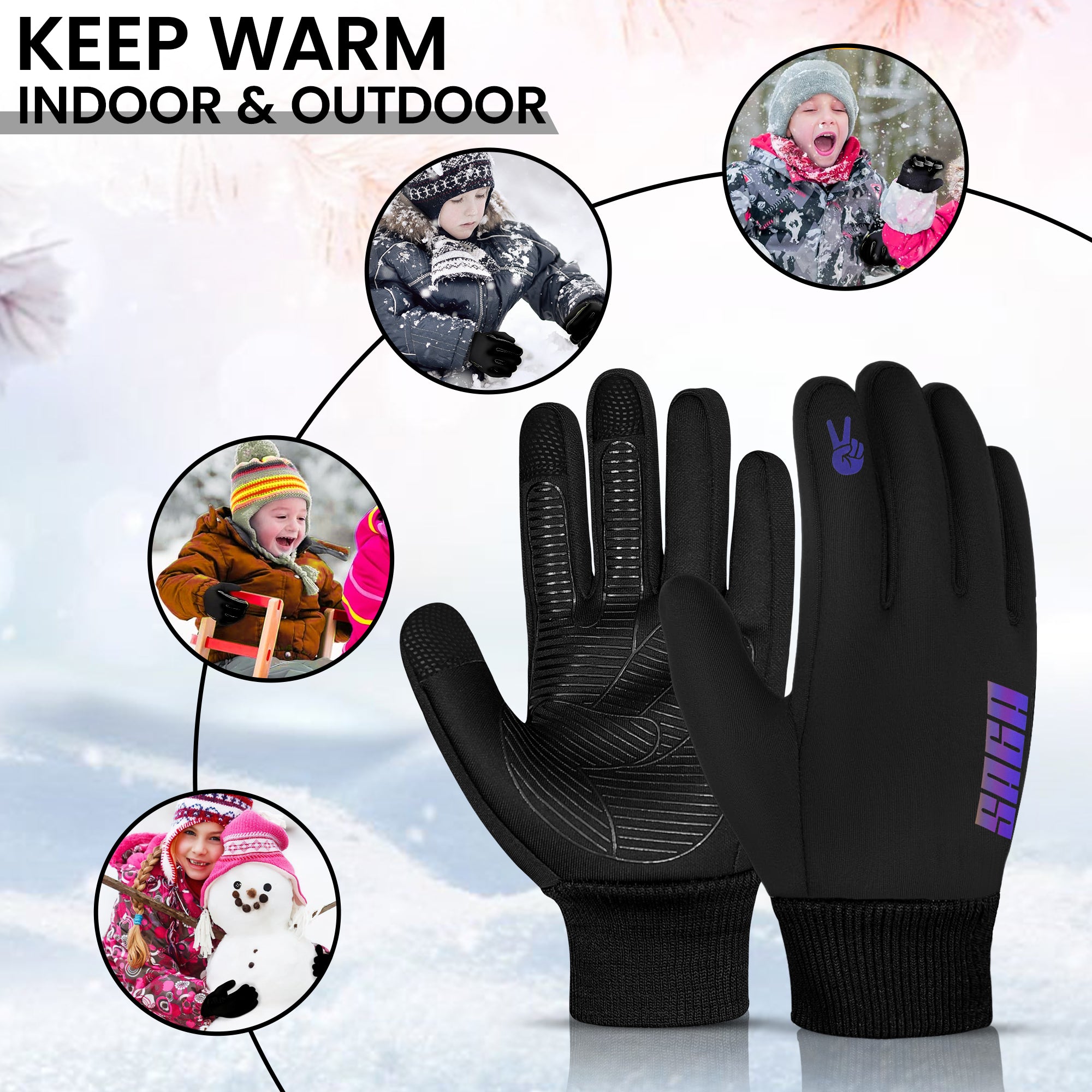 Kids Thermal Winter Gloves – Victory Sign