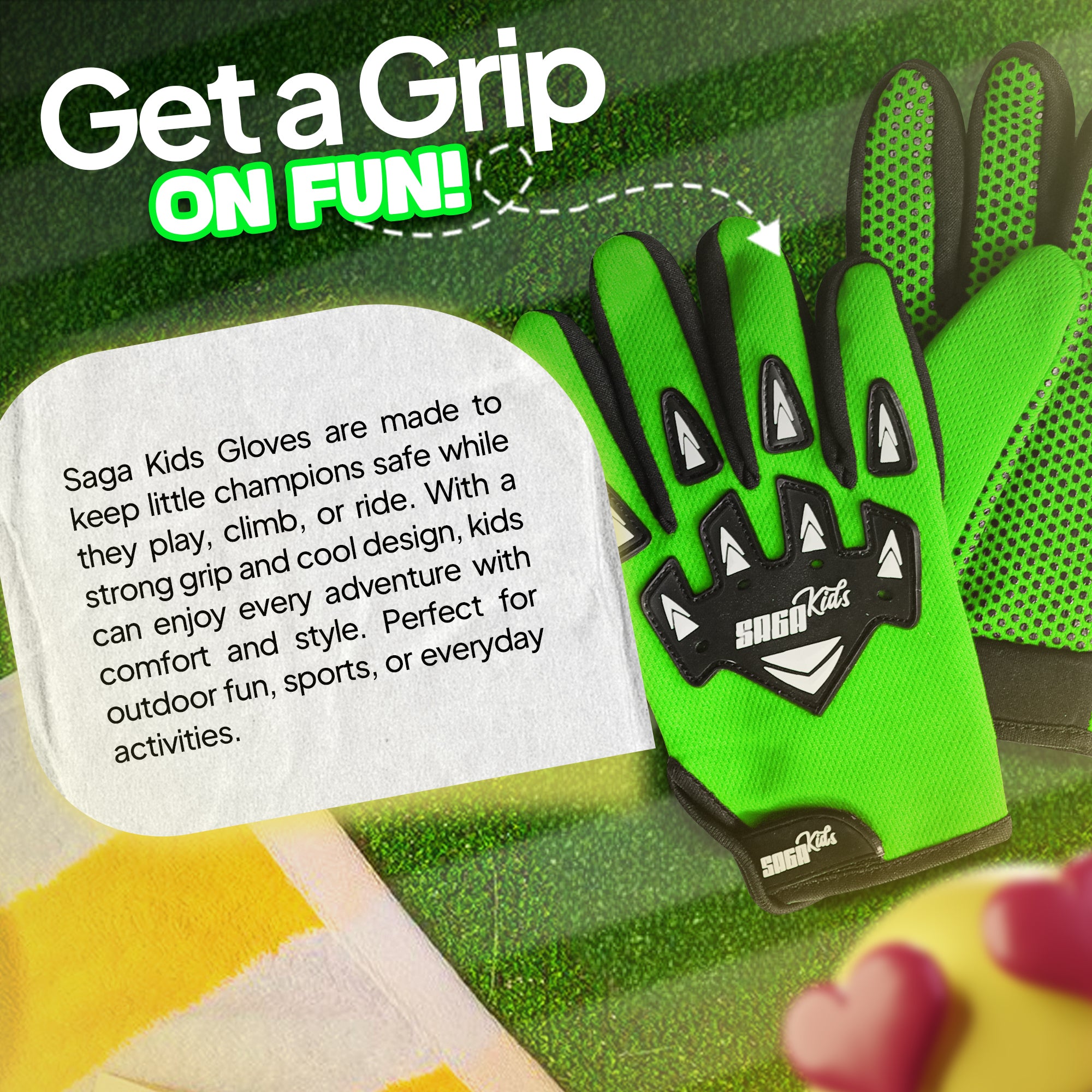 Kids Motorcycle Gloves Green