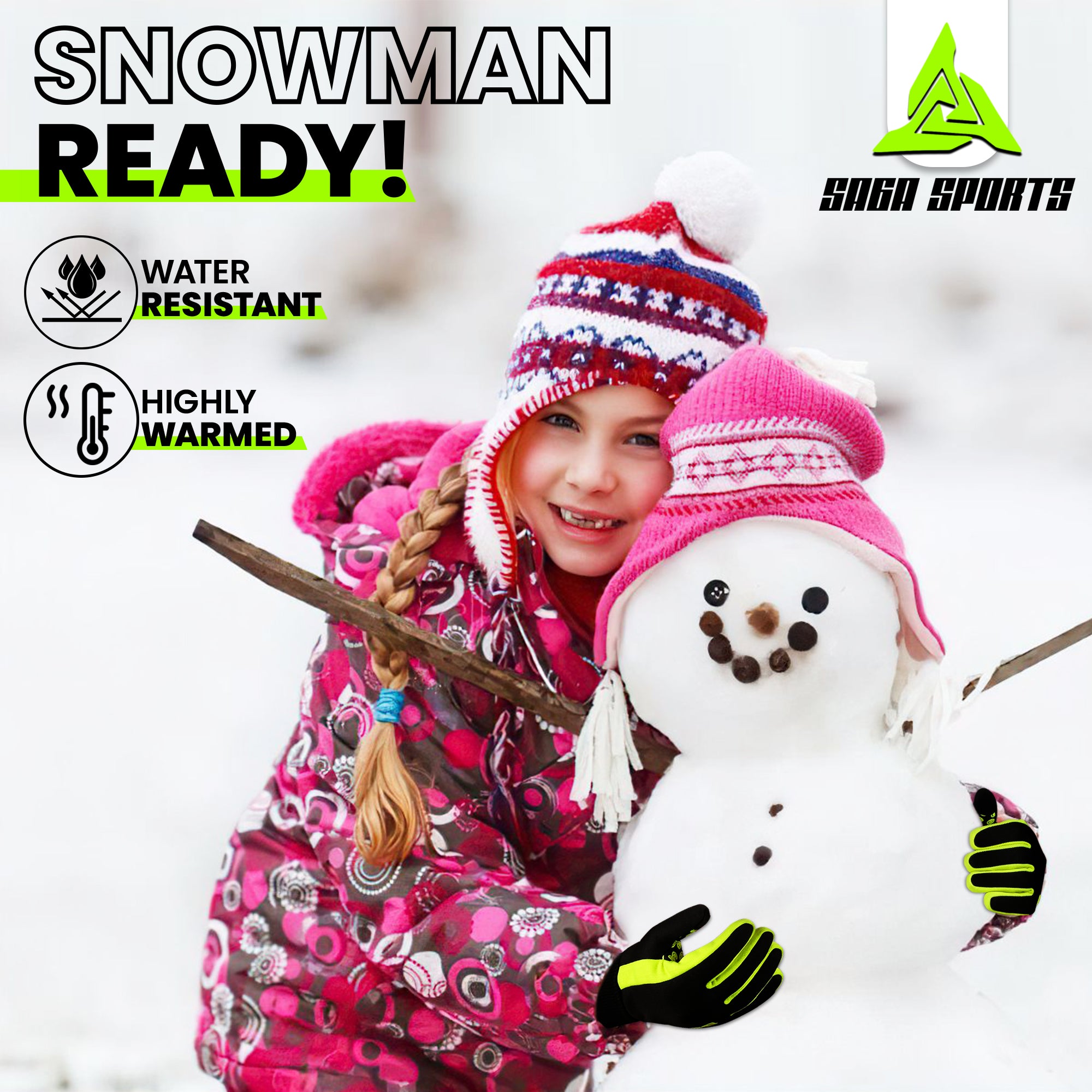 Kids Winter Gloves Green