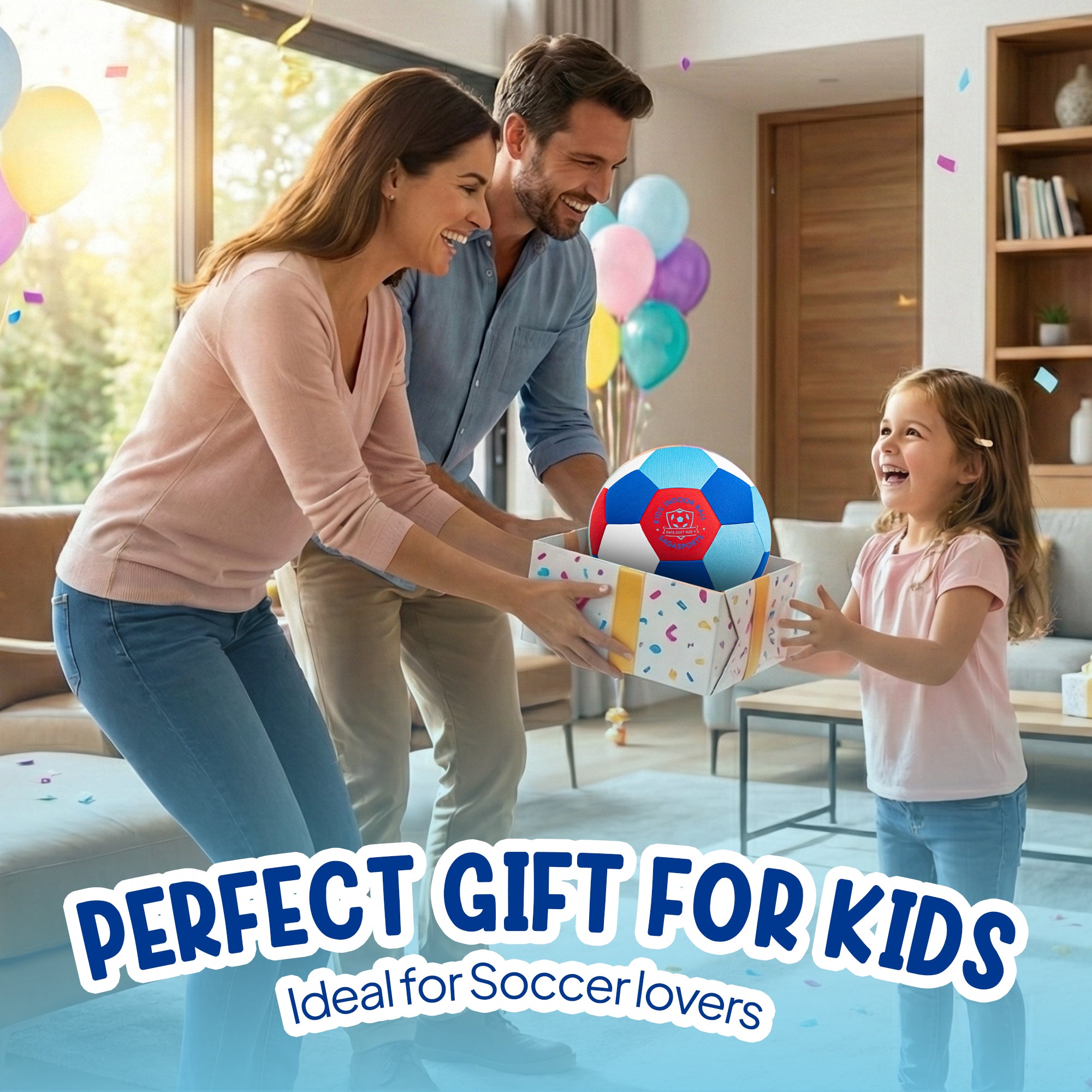 Soft Indoor Soccer Ball for Kids - Blue & Red