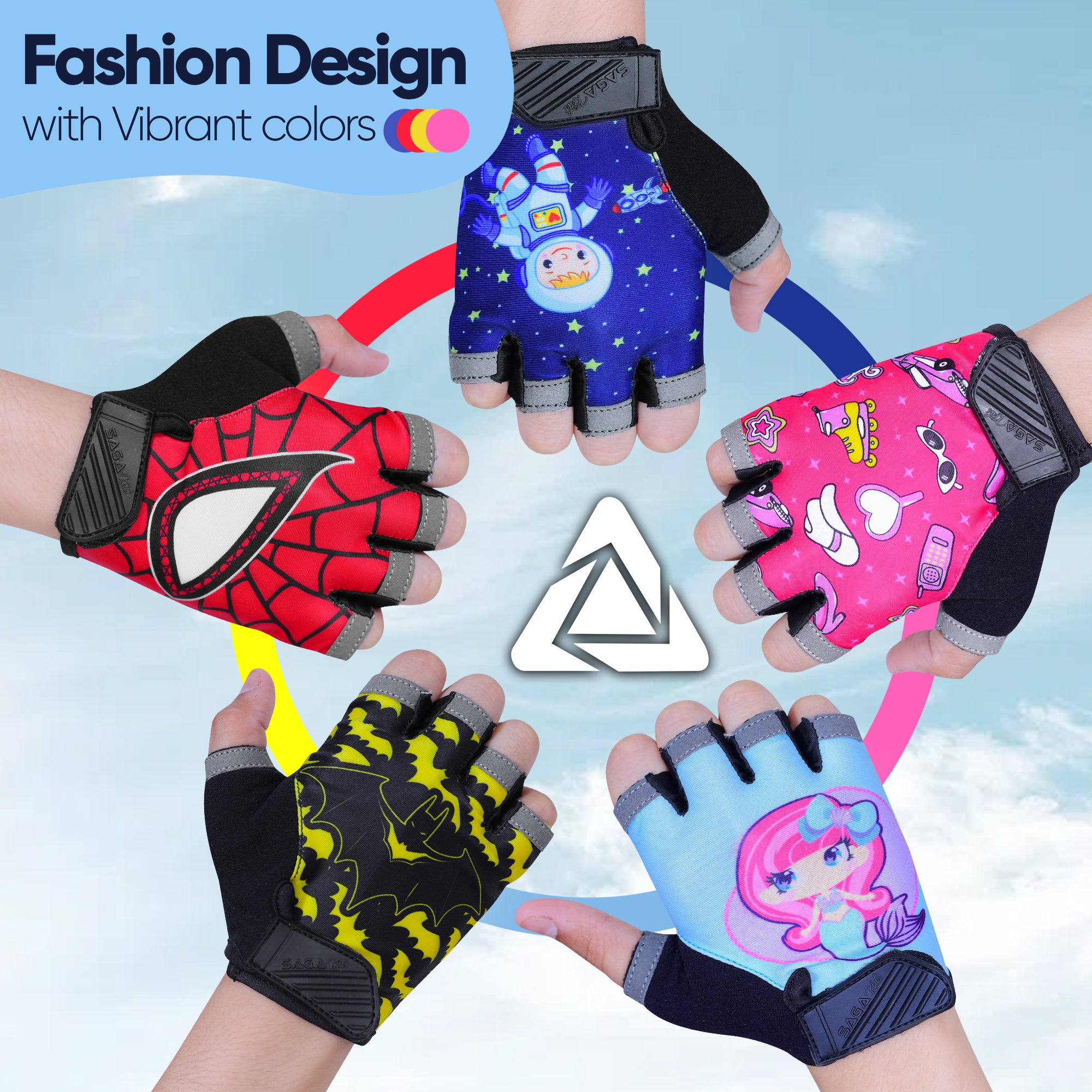 Kids Cycling Gloves Half Finger Space
