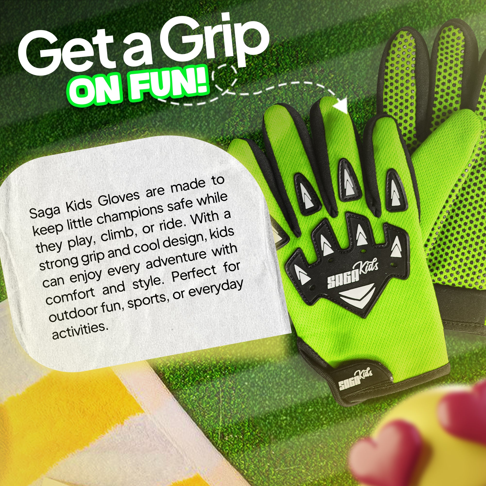 Kids Motorcycle Gloves Neon