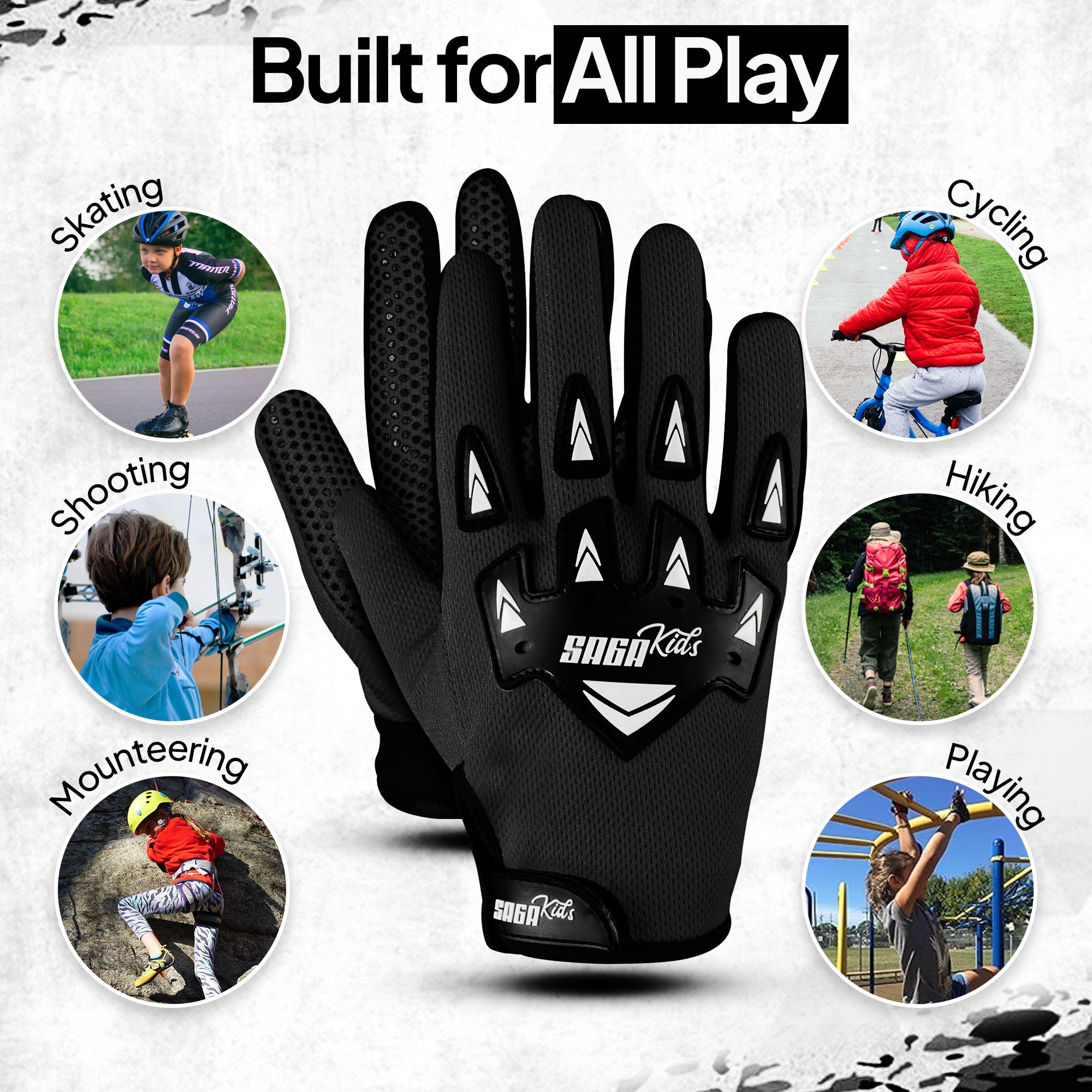 Kids Motorcycle Gloves Black